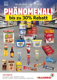 Vorschau des Merkblatts Aligro aktionen Nestlé Schlieren, Gossau SG, Frauenfeld, Rapperswil-Jona, Sargans, Bern vom Shop Aligro gültig von 19.10.2026 bis 31.10.2026