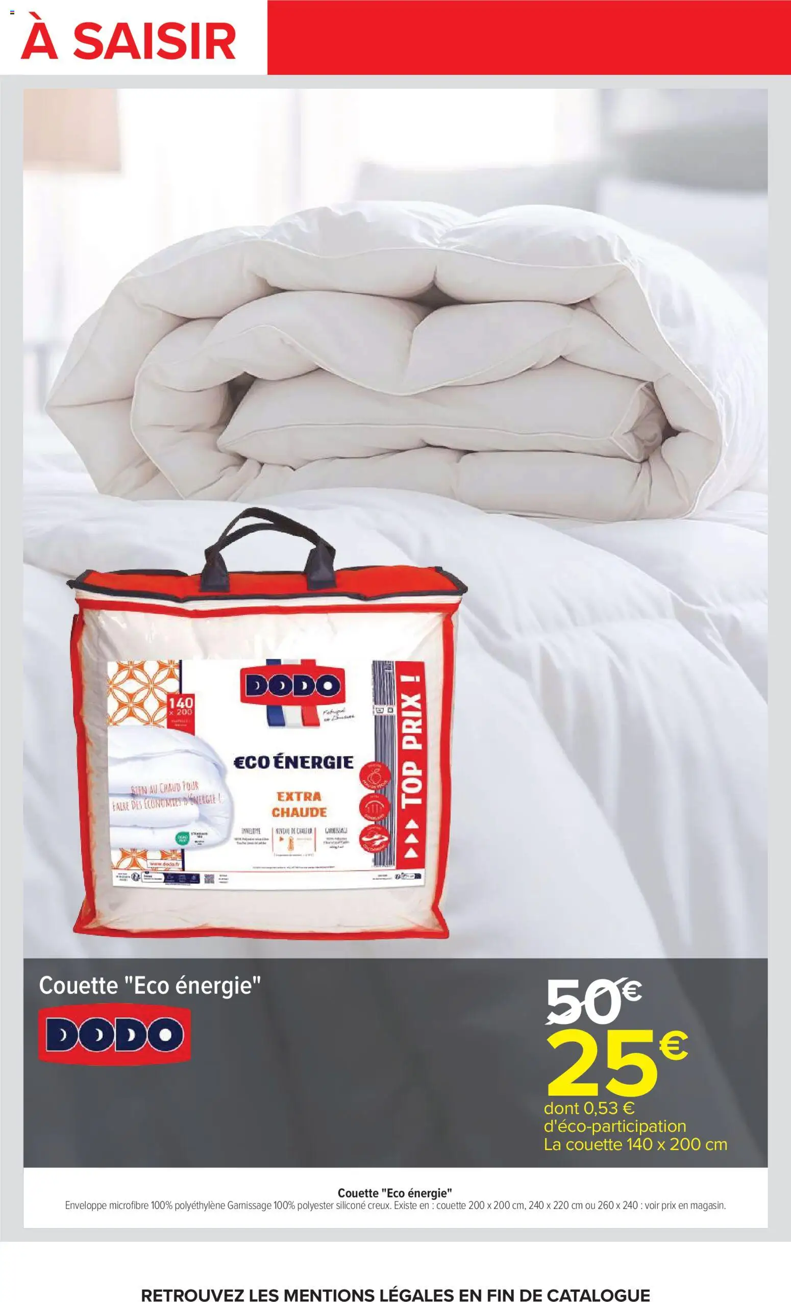 Prévisualisation de Carrefour Petit déjeuner du magasin Carrefour formulaire valide 03/11/2026 - Dodo, Enveloppe, Couette, La couette