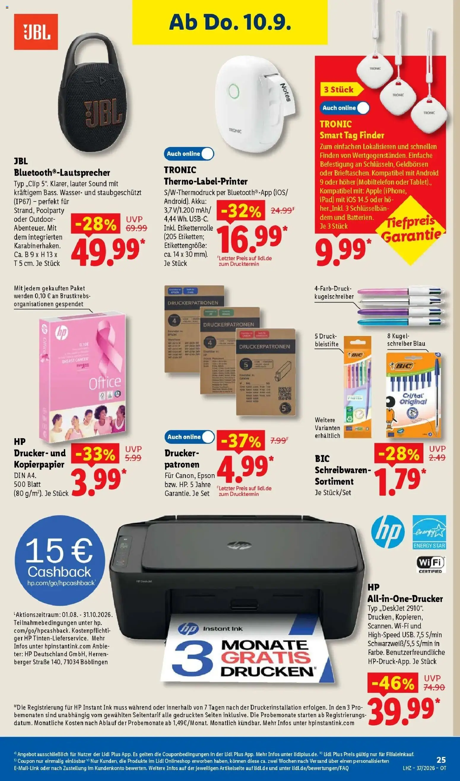 Vorschau von dem Prospekt des Geschäftes Lidl, gültig ab dem 07.09.2026 - Apple, Ipad, Wasser, Tablet, HP, Drucker, Epson, Energy