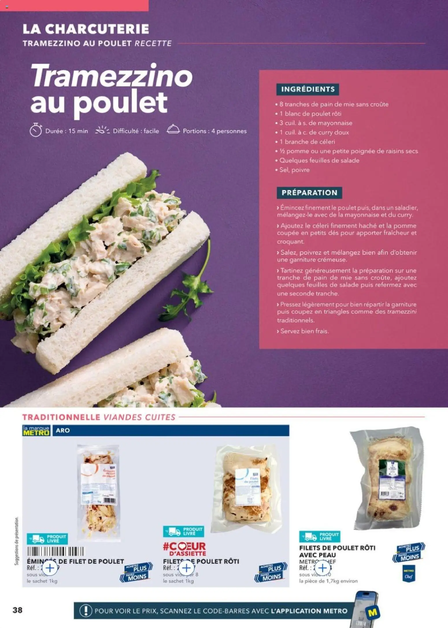 Prévisualisation de METRO - Guide Italie du magasin METRO formulaire valide 28/05/2026 - Salade, Pain, Céleri, Mayonnaise, Raisins, Blanc de poulet, Poivre, Ingrédients