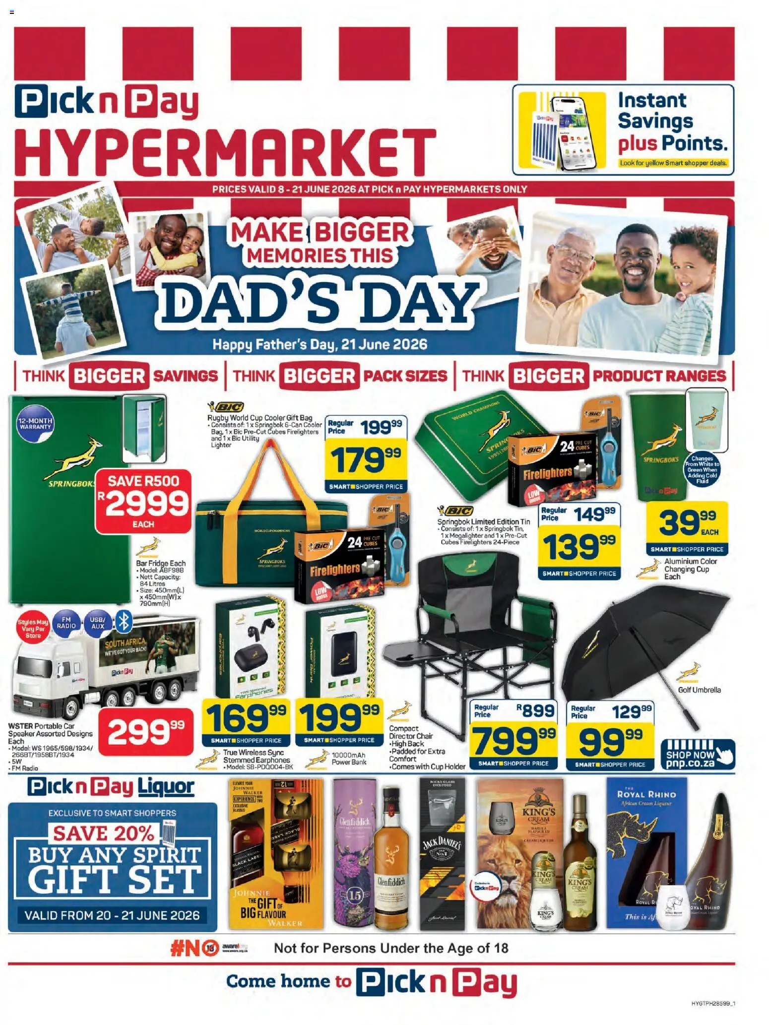 Preview of Pick n Pay flyer valid from 08/06/2026 - Fridge, Bag, Speaker, Chair, Cream, Gift bag, Cooler, Cream liqueur
