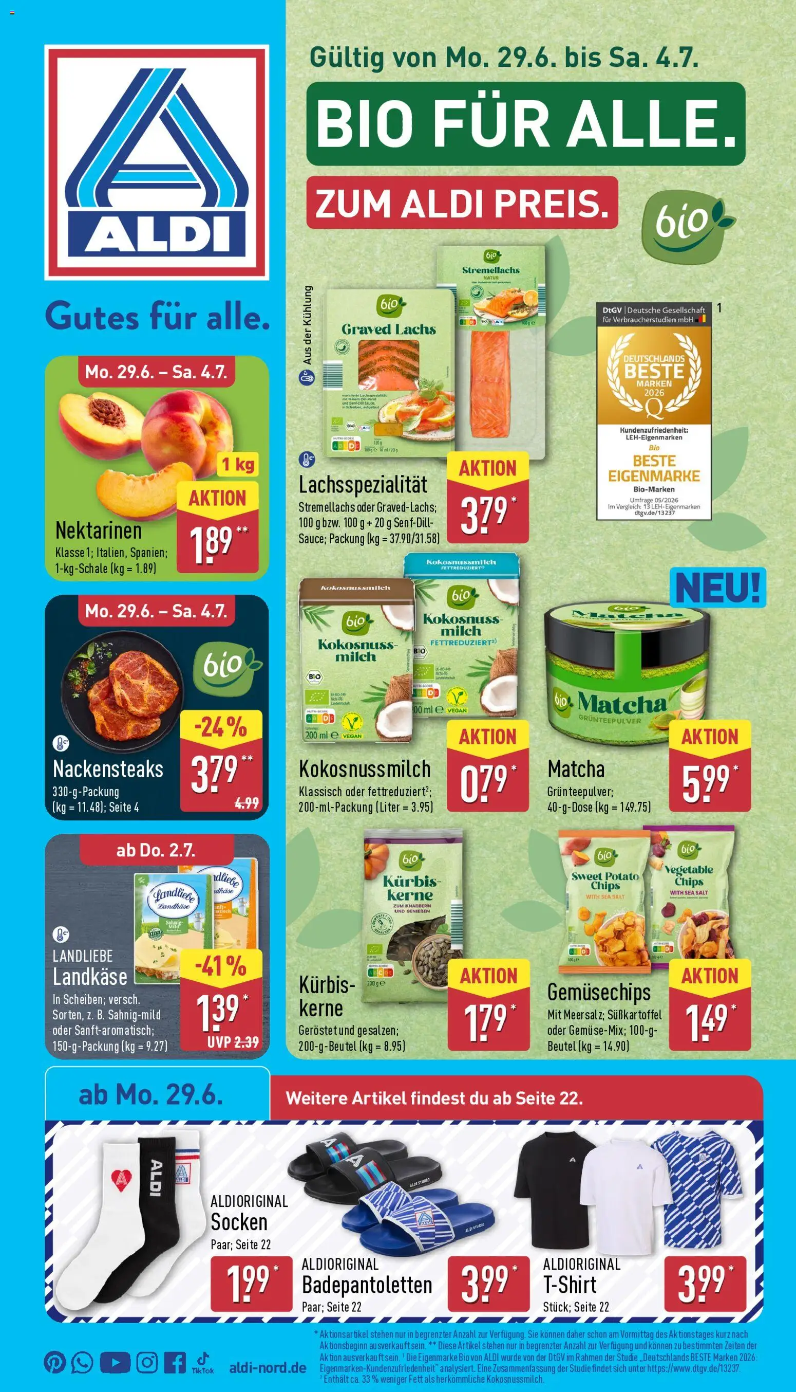 Vorschau von dem Prospekt des Geschäftes Aldi, gültig ab dem 29.06.2026