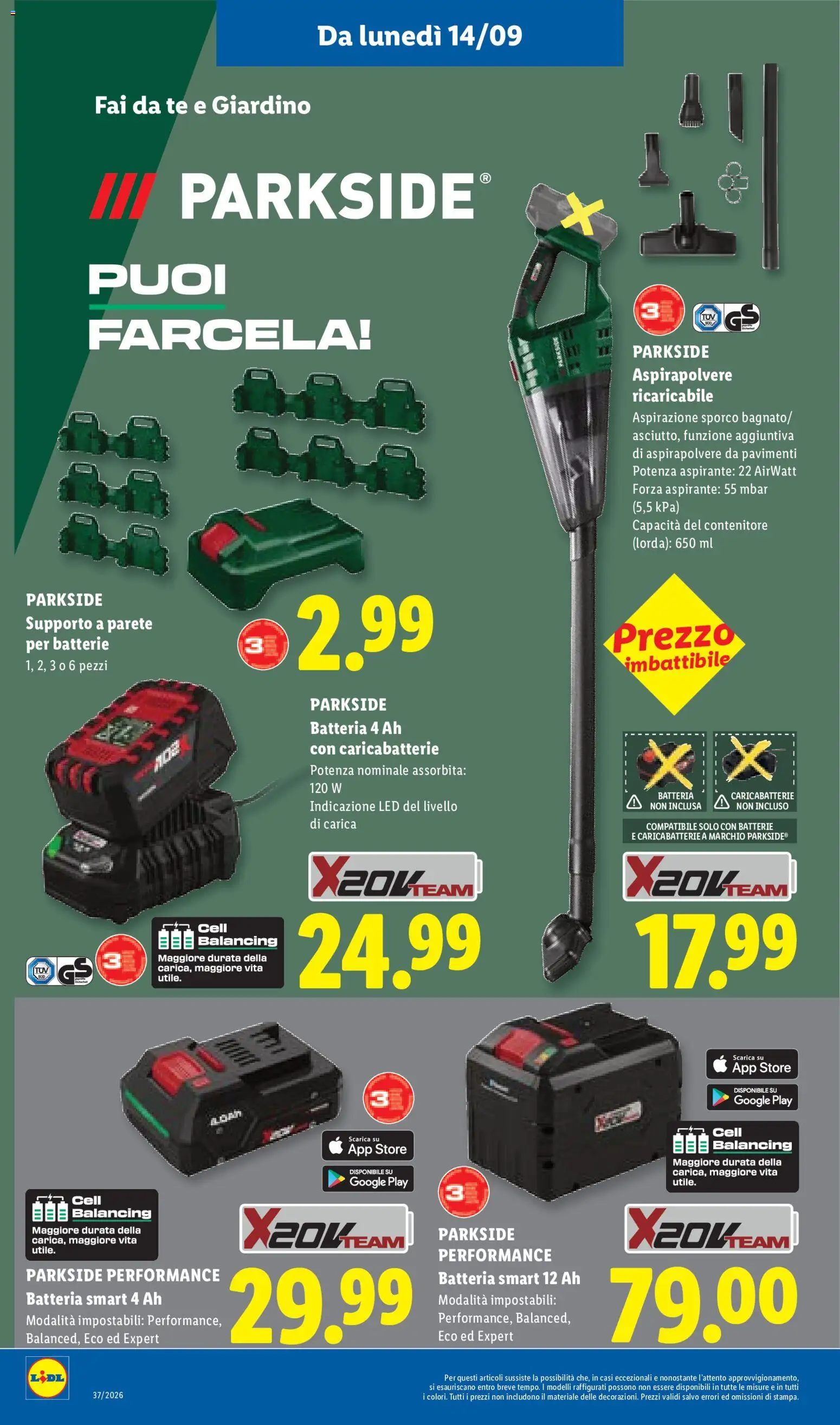 Anteprima dell'opuscolo Lidl volantino dal negozio Lidl valido da 10/09/2026 - Aspirapolvere, Batteria, Caricabatterie, Tè, Batterie, Contenitore