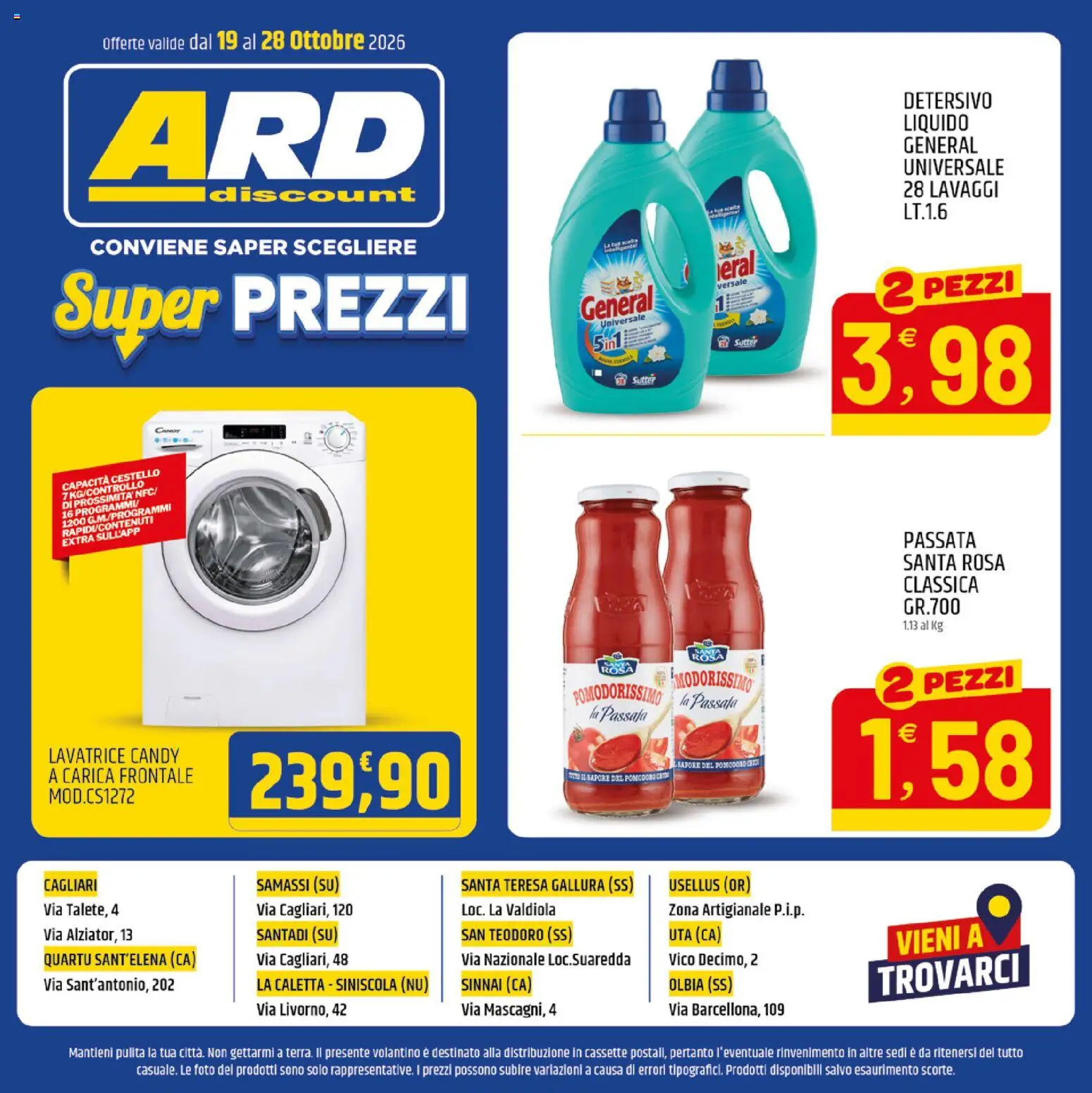 Anteprima dell'opuscolo ARD Discount volantino Sardegna dal negozio ARD Discount valido da 19/10/2026 - Lavatrice, Pomodoro