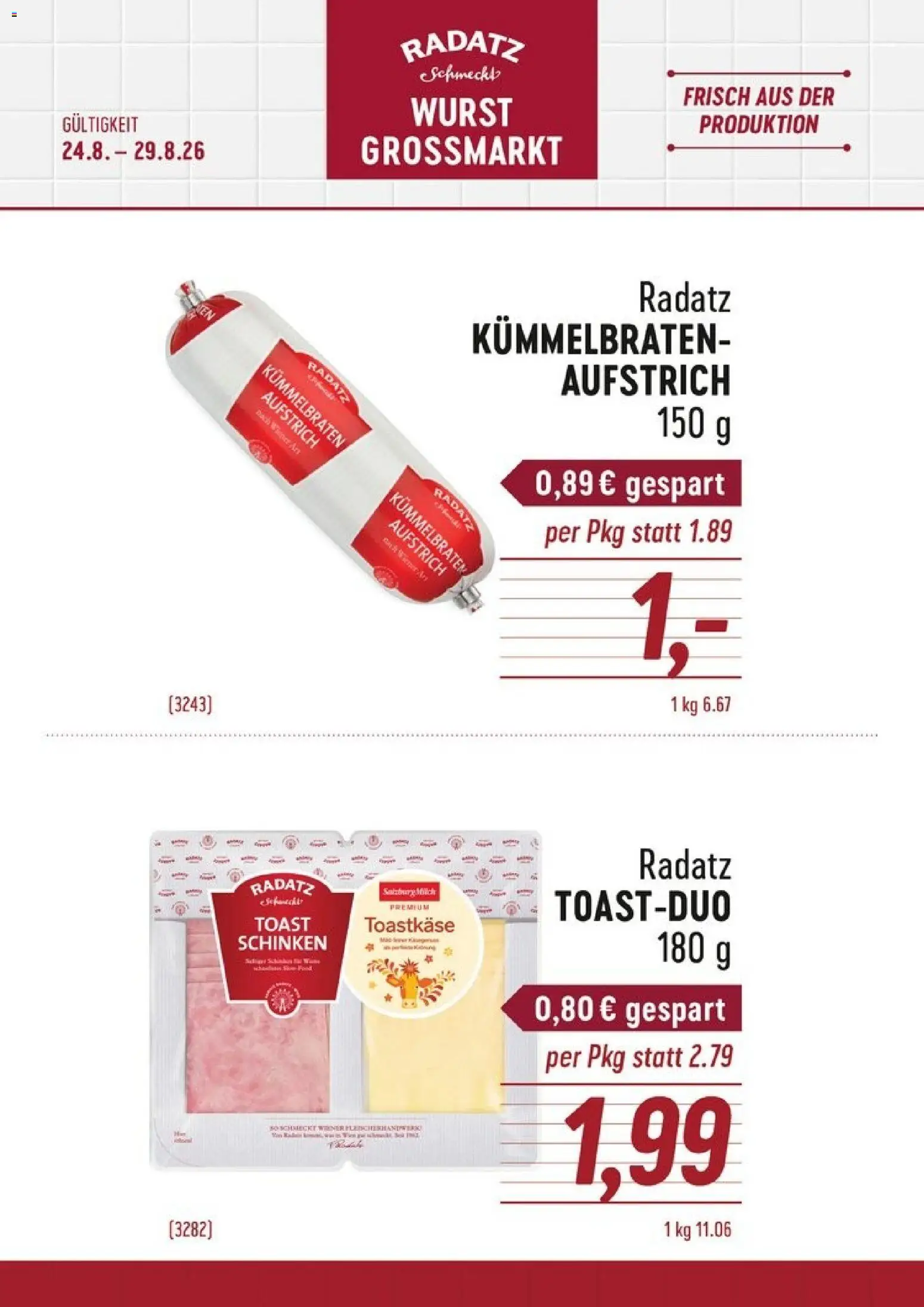Vorschau der Angebote: Radatz Radatz Aufstrich und Toast - Duo gültig ab 24.08.2026