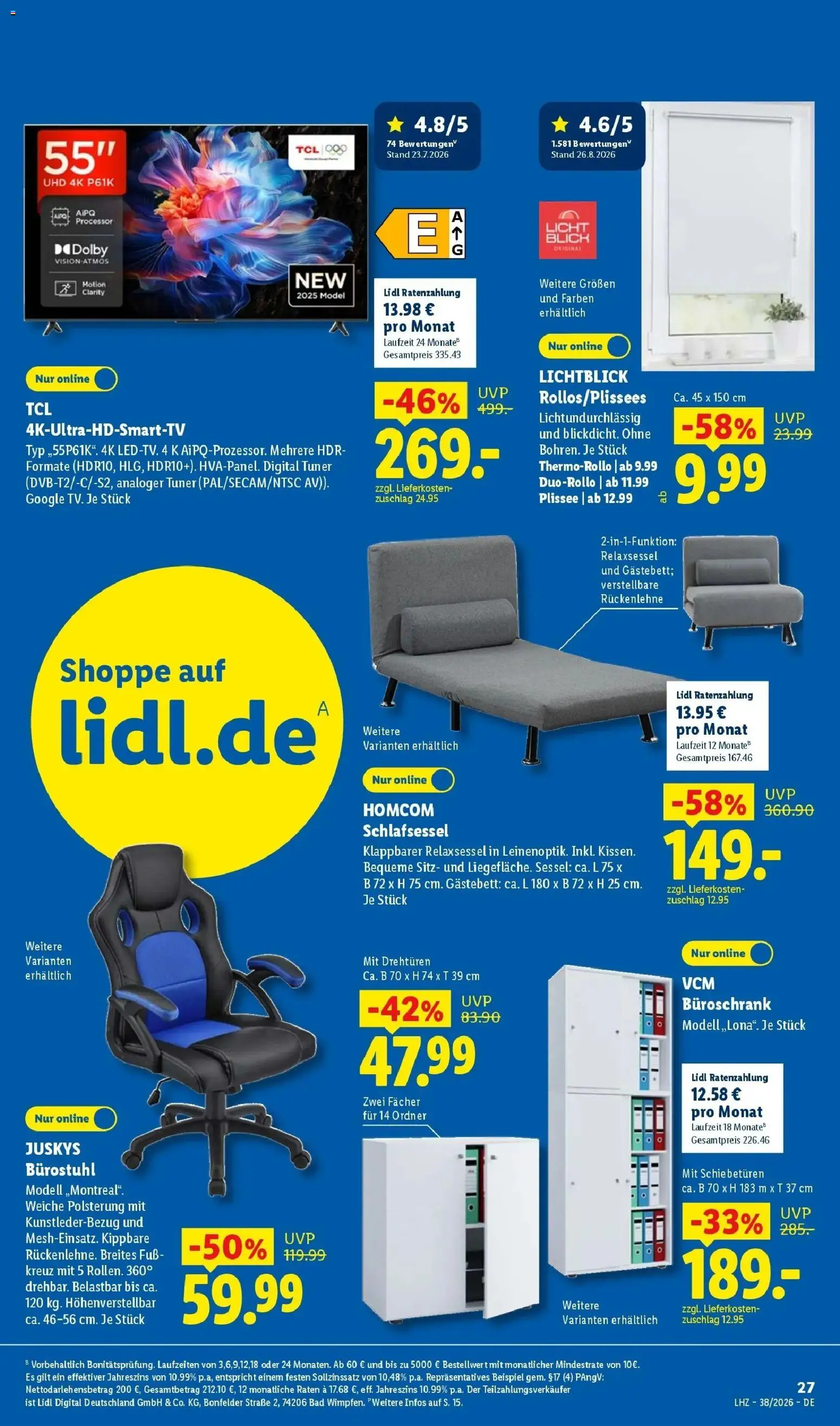 Vorschau von dem Prospekt des Geschäftes Lidl, gültig ab dem 14.09.2026 - Sofa, Sessel, Bad, Relaxsessel