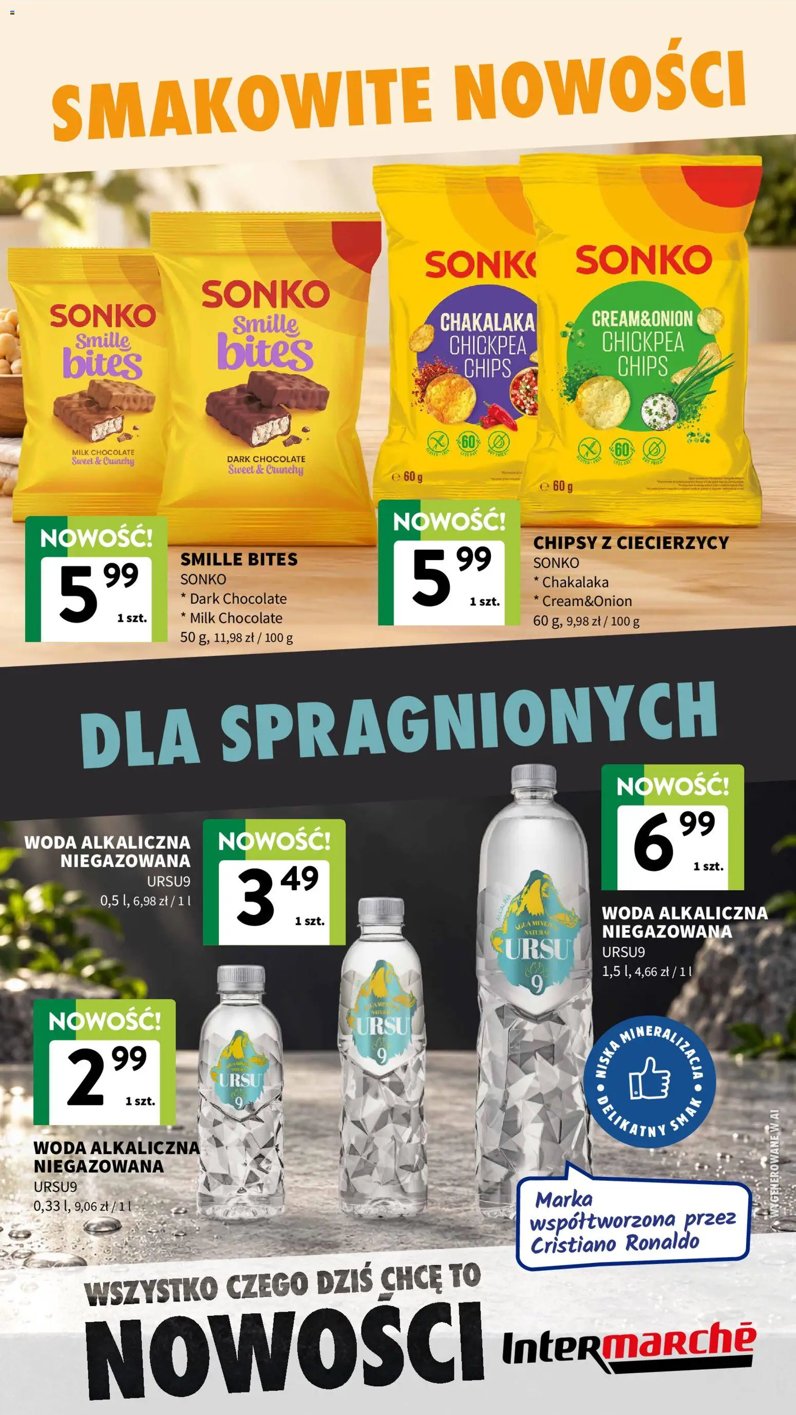 Pogląd gazetki "Intermarche gazetka - Nowości" ze sklepu Intermarche ważnej od 14.10.2026 - Woda, Chipsy, Woda alkaliczna