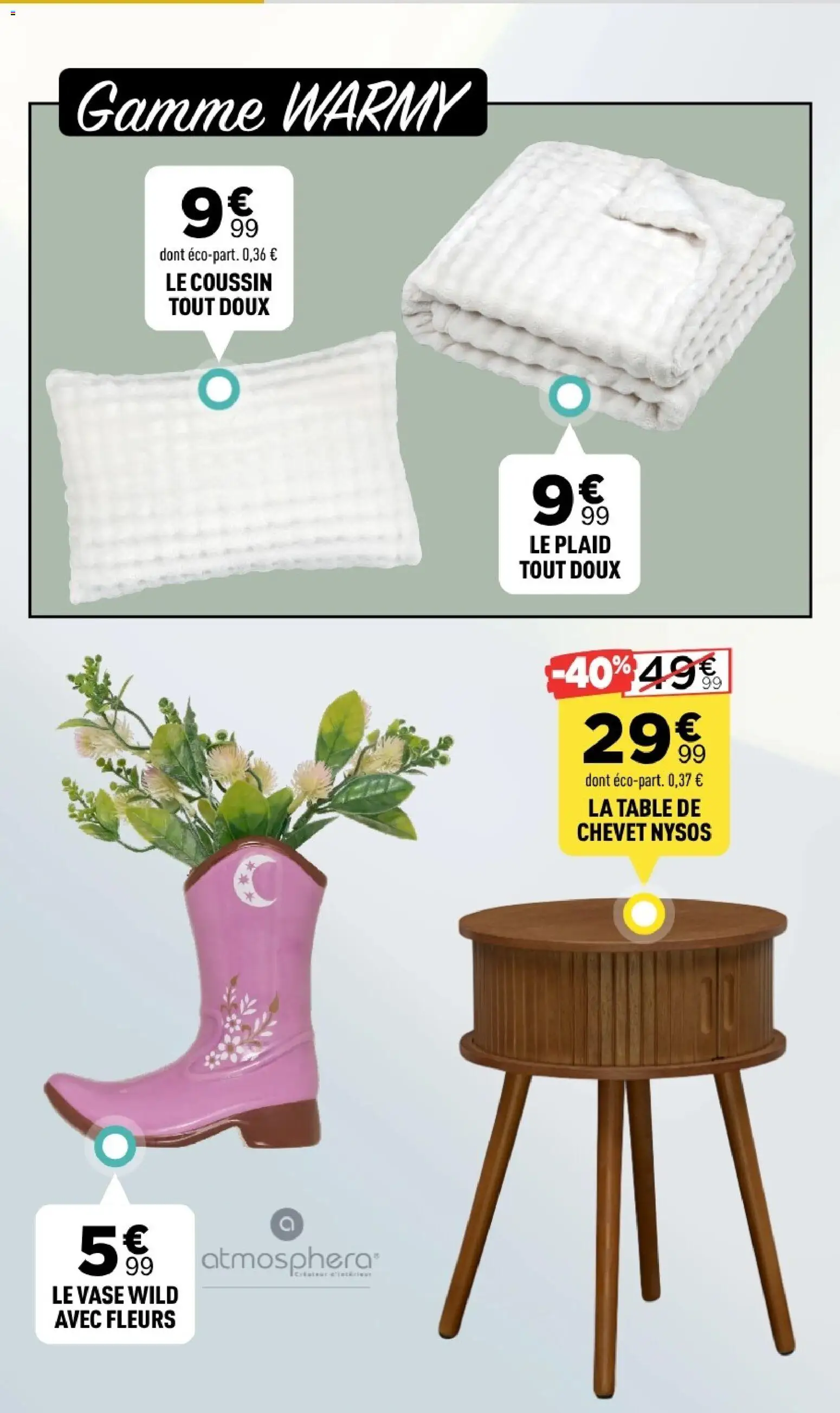 Prévisualisation de Centrakor catalogue du magasin Centrakor formulaire valide 19/10/2026 - Fleurs, Table de chevet, Table, Plaid, Vase