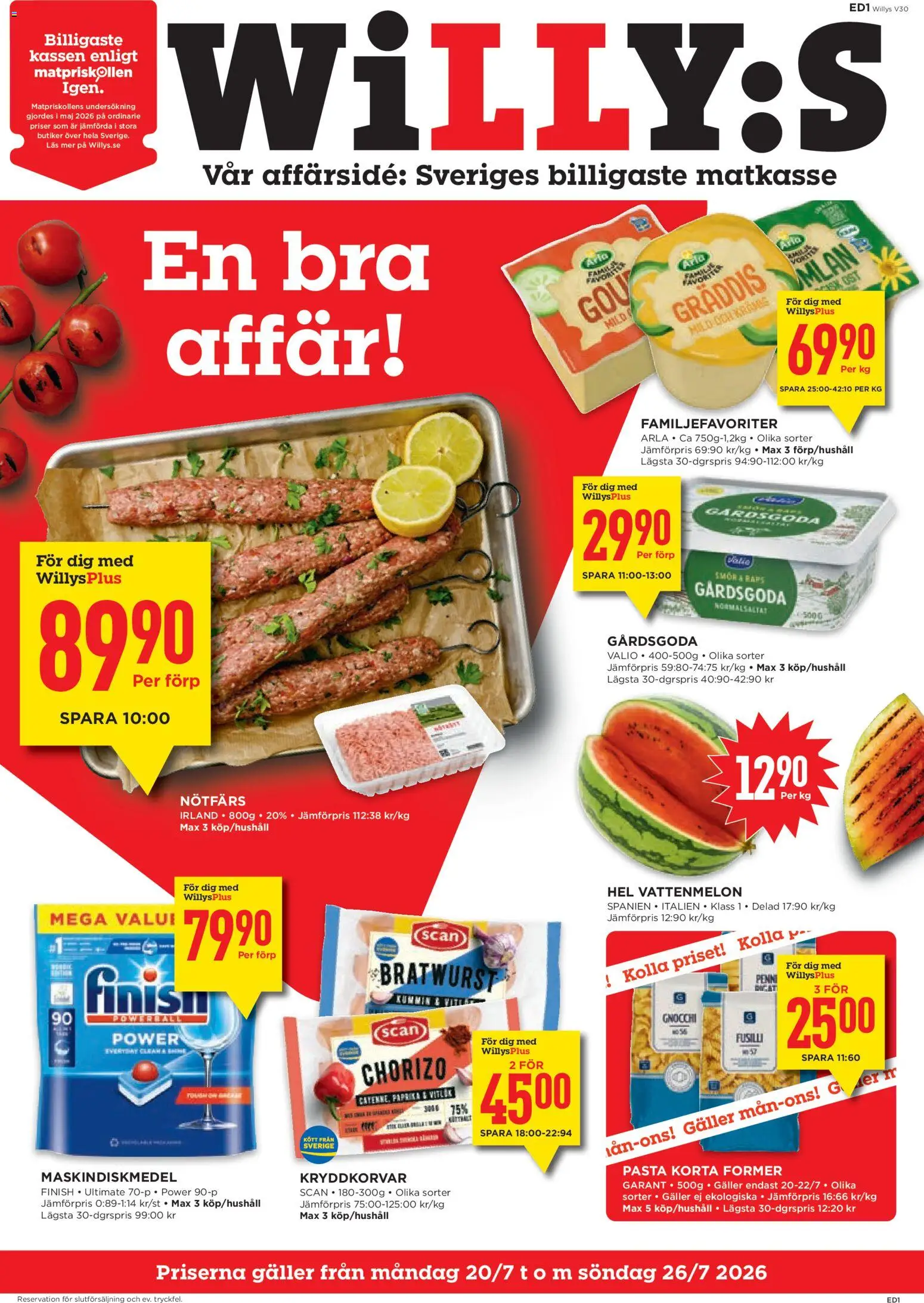 Förhandsgranska reklamblad Willys erbjudanden från butik Willys gäller från 20/07/2026