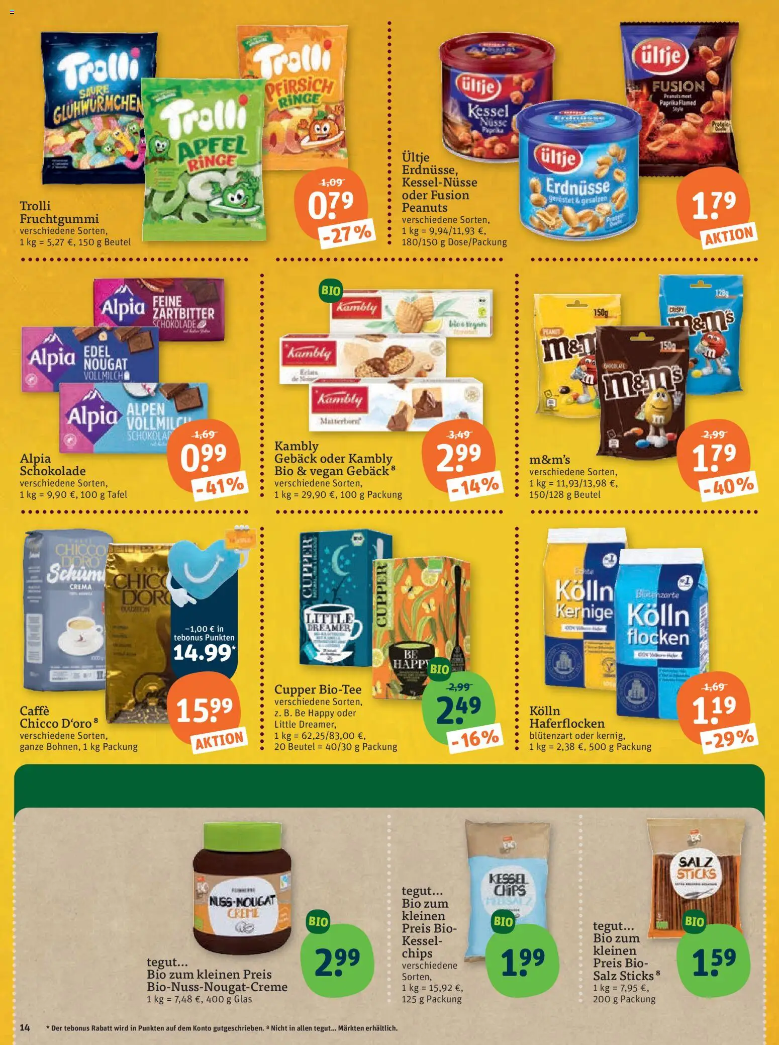 Vorschau von dem Prospekt des Geschäftes Tegut, gültig ab dem 07.09.2026 - Chips, Schokolade, Äpfel, Pfirsich, Salz, Erdnüsse, Nüsse, M&M's