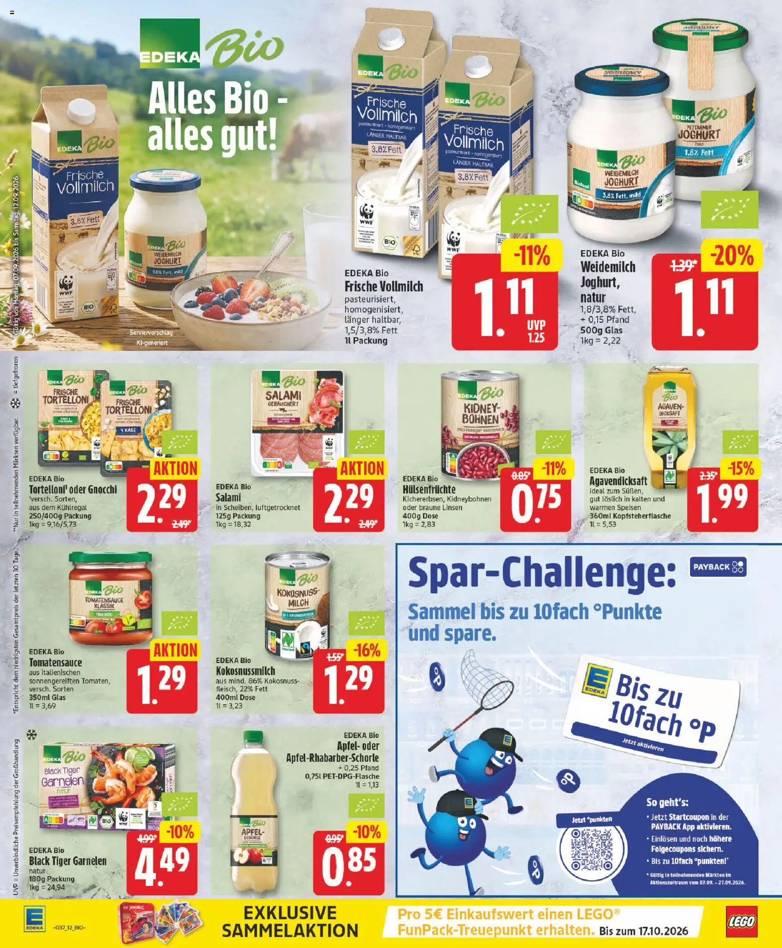 Vorschau von dem Prospekt des Geschäftes Edeka, gültig ab dem 07.09.2026 - Käse, Gnocchi, Äpfel, Joghurt, Garnelen, Milch, Salami, Tiger garnelen