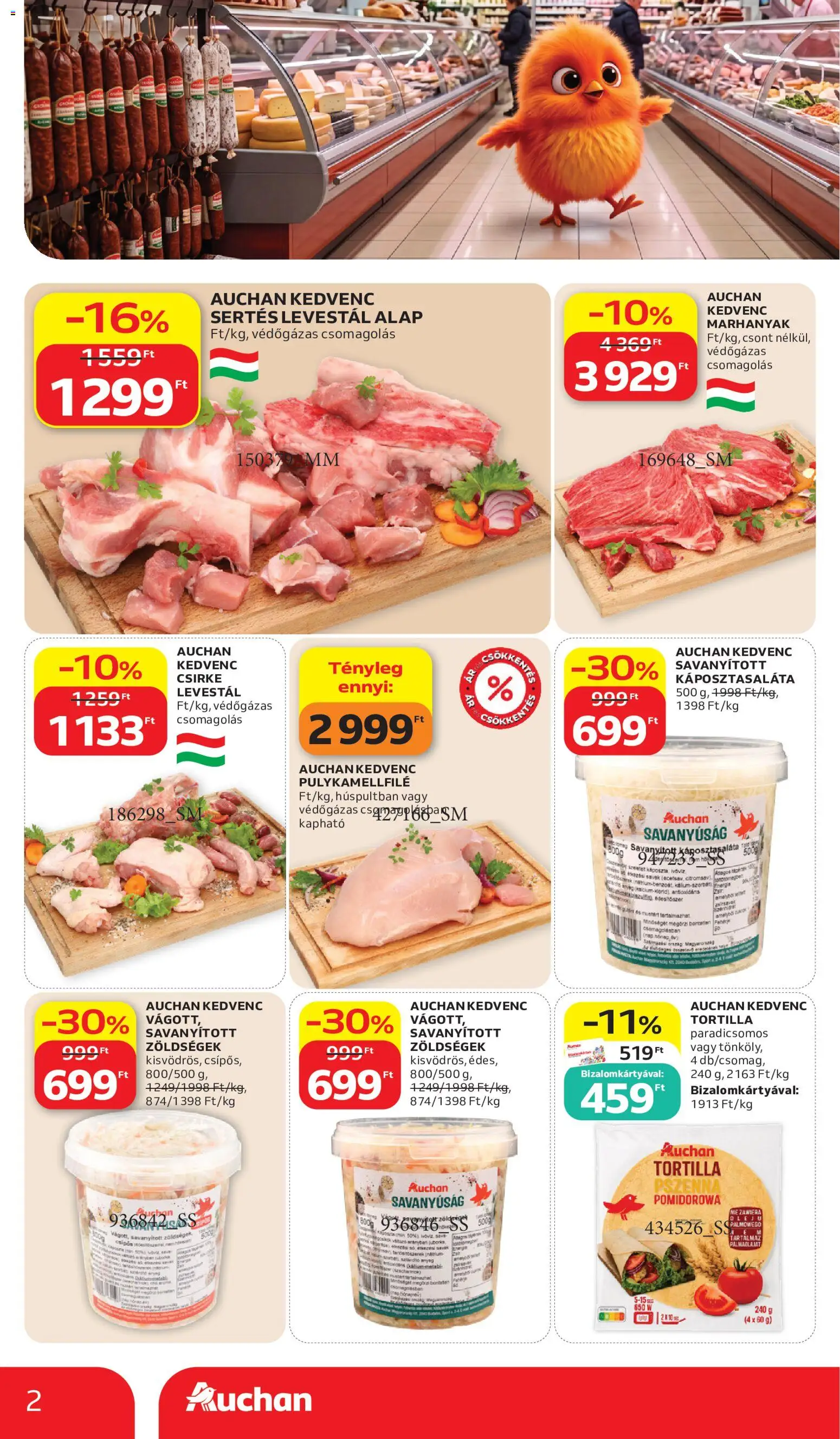 Auchan - Auchan Saját Márkás ajánlatok megtekintése, amely érvényes 2026.10.15.-től - Zöldségek, Tortilla, Csirke, Marhanyak, Savanyúság, Pulykamellfilé