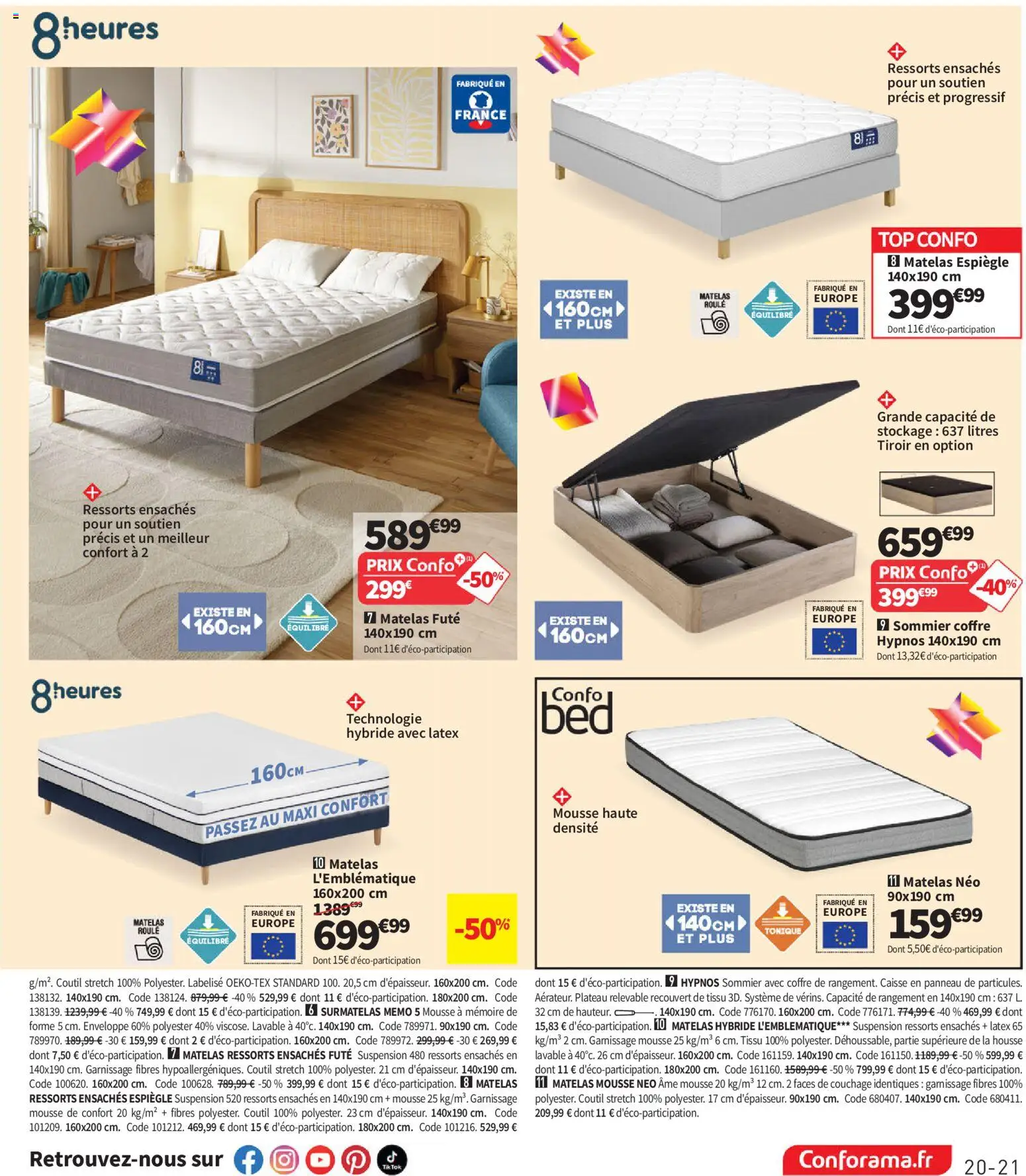 Prévisualisation de Conforama catalogue du magasin Conforama formulaire valide 25/08/2026 - Matelas, Surmatelas, Enveloppe, Suspension, Sommier, Mousse, Plateau, Matelas mousse