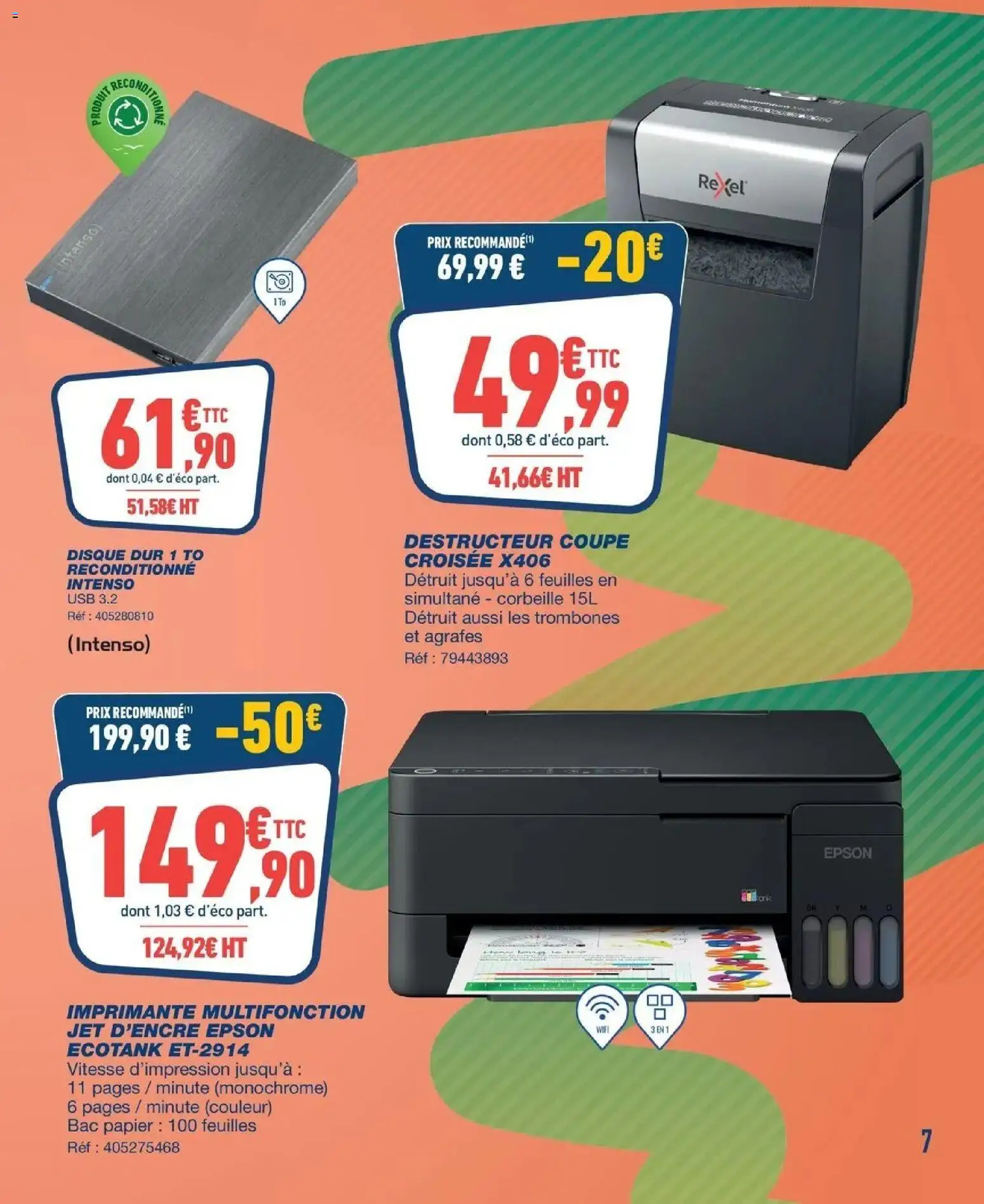Prévisualisation de Prix en folie! du magasin Bureau Vallée formulaire valide 02/11/2026 - Imprimante, Corbeille, Disque dur, Epson, USB, Imprimante multifonction