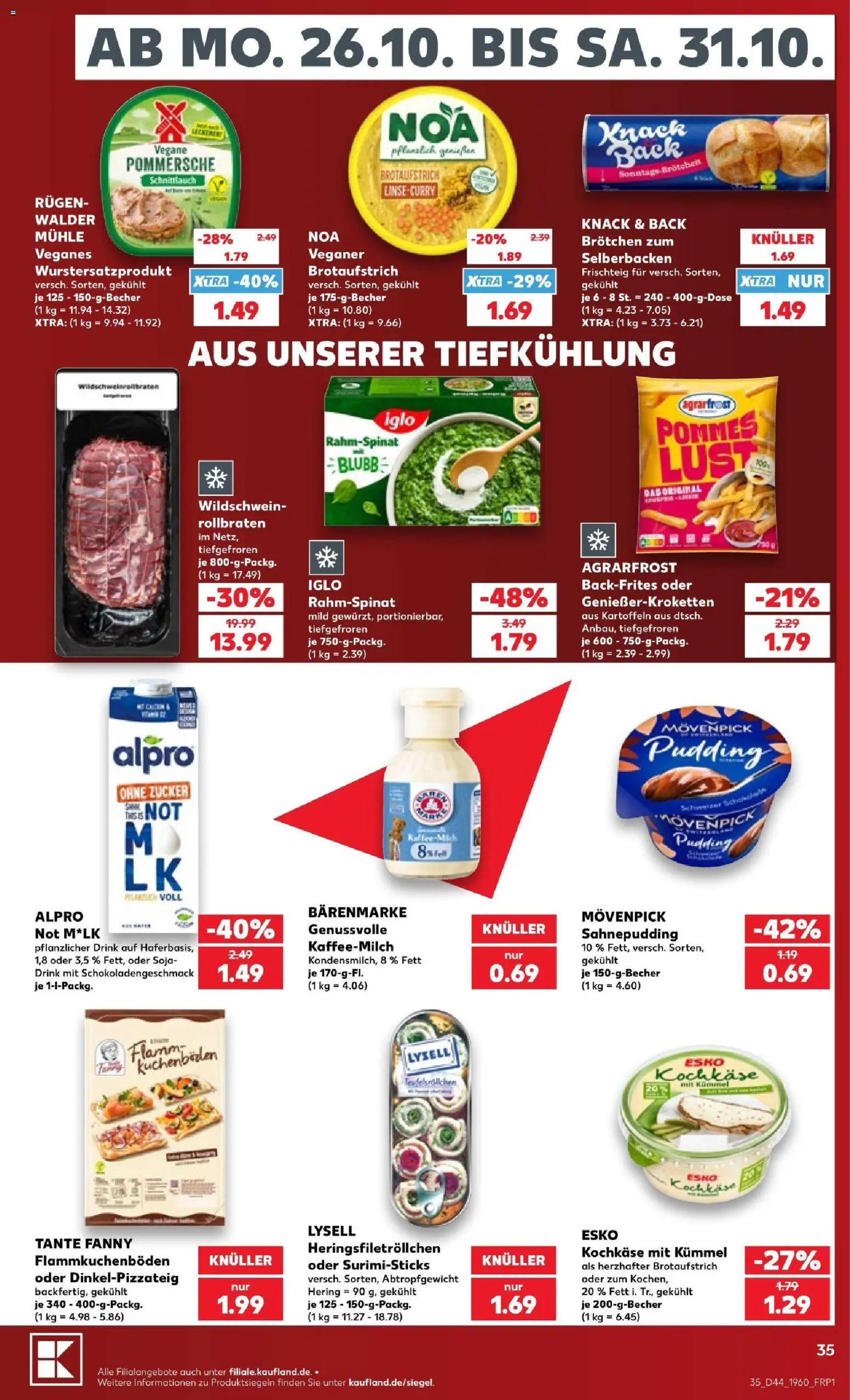 Vorschau von dem Prospekt des Geschäftes Kaufland, gültig ab dem 26.10.2026 - Pommes, Zucker, Mühle, Hering, Pudding, Kartoffeln, Iglo, Alpro