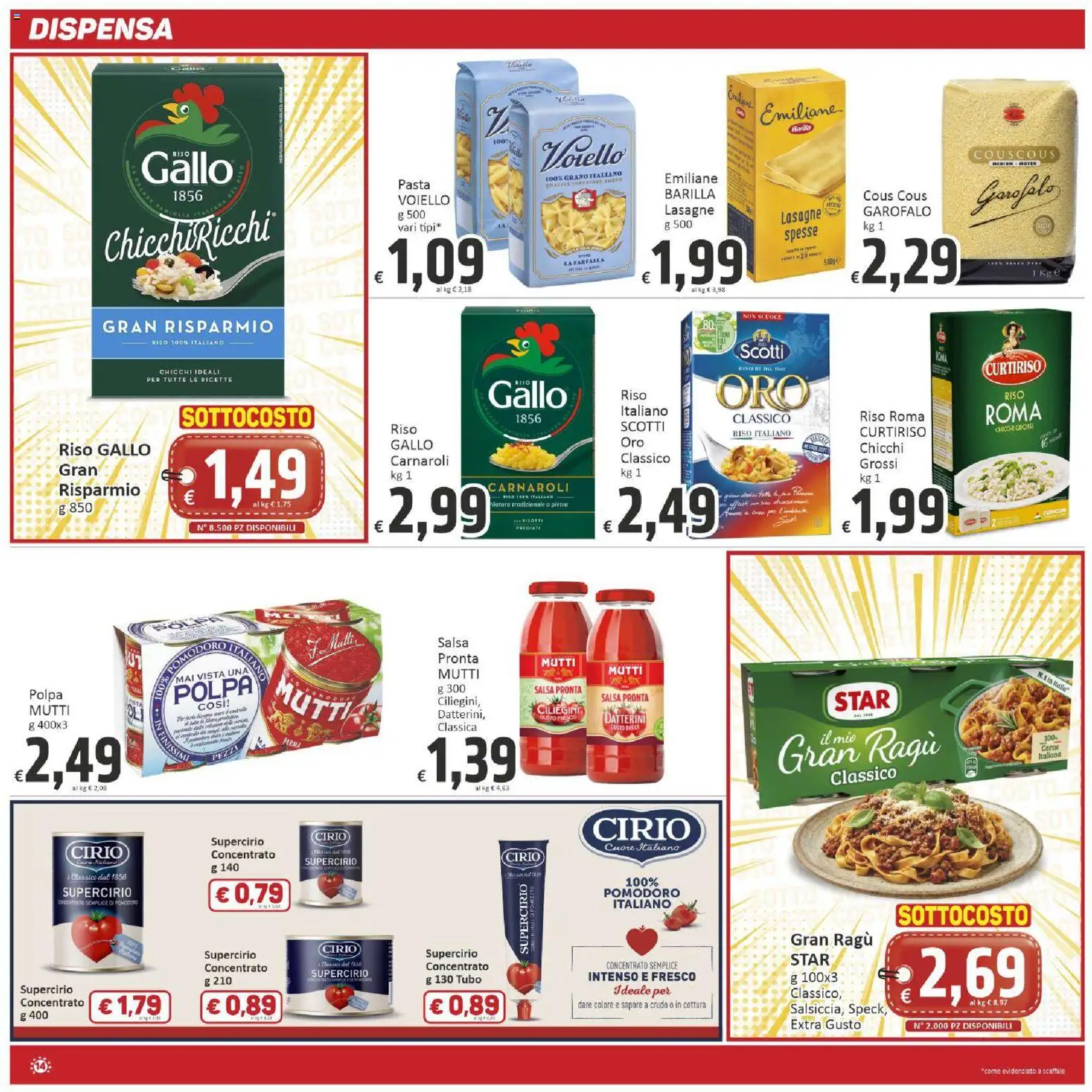 Anteprima dell'opuscolo Paghi Poco volantino dal negozio Paghi Poco valido da 23/10/2026 - Pasta, Cous cous, Carne, Lasagne, Pomodoro, Ragú, Voiello, Tubo