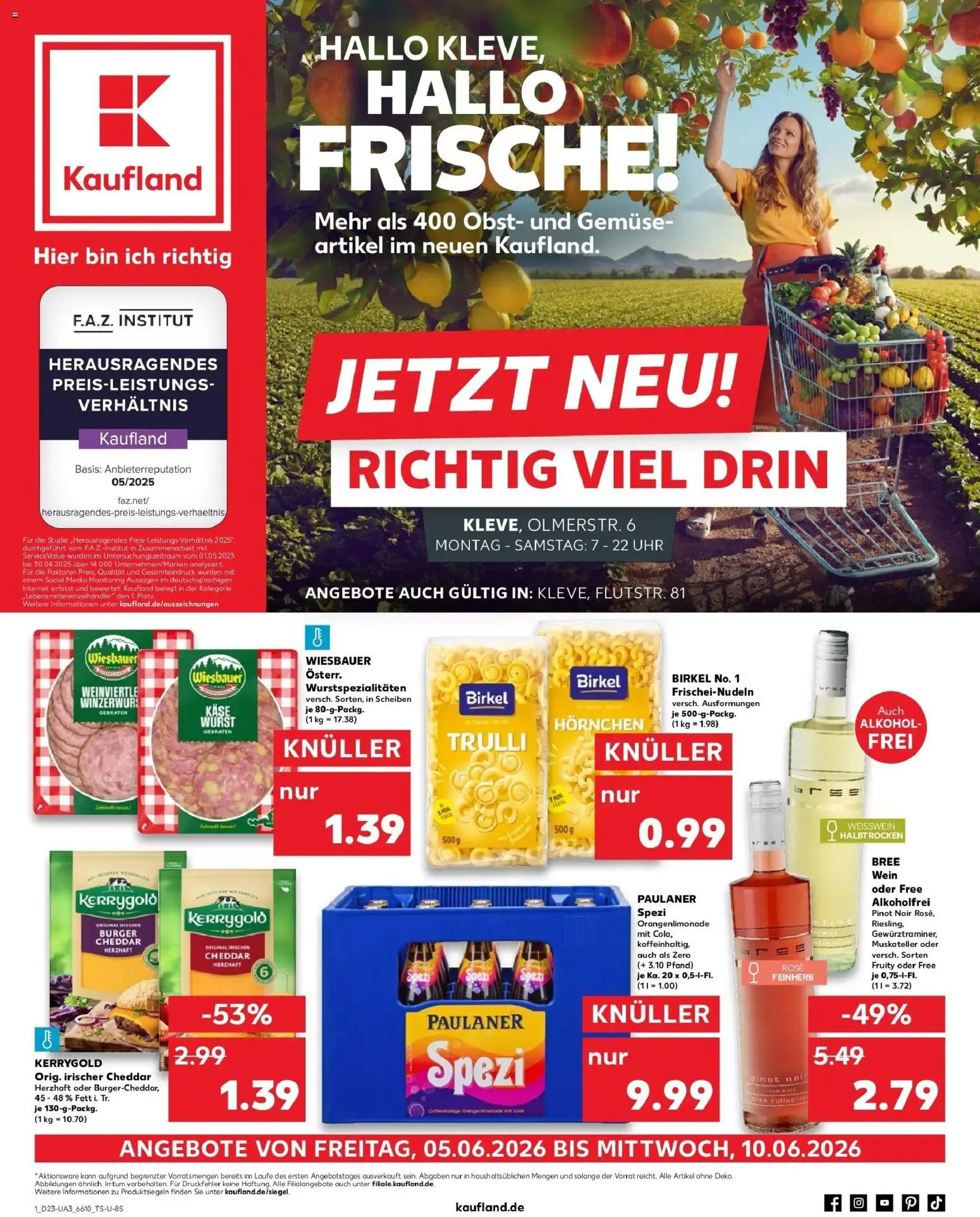 Vorschau von dem Prospekt des Geschäftes Kaufland, gültig ab dem 04.06.2026 - Burger, Uhr, Wein, Gemüse, Alkohol, Paulaner spezi, Paulaner, Weißwein