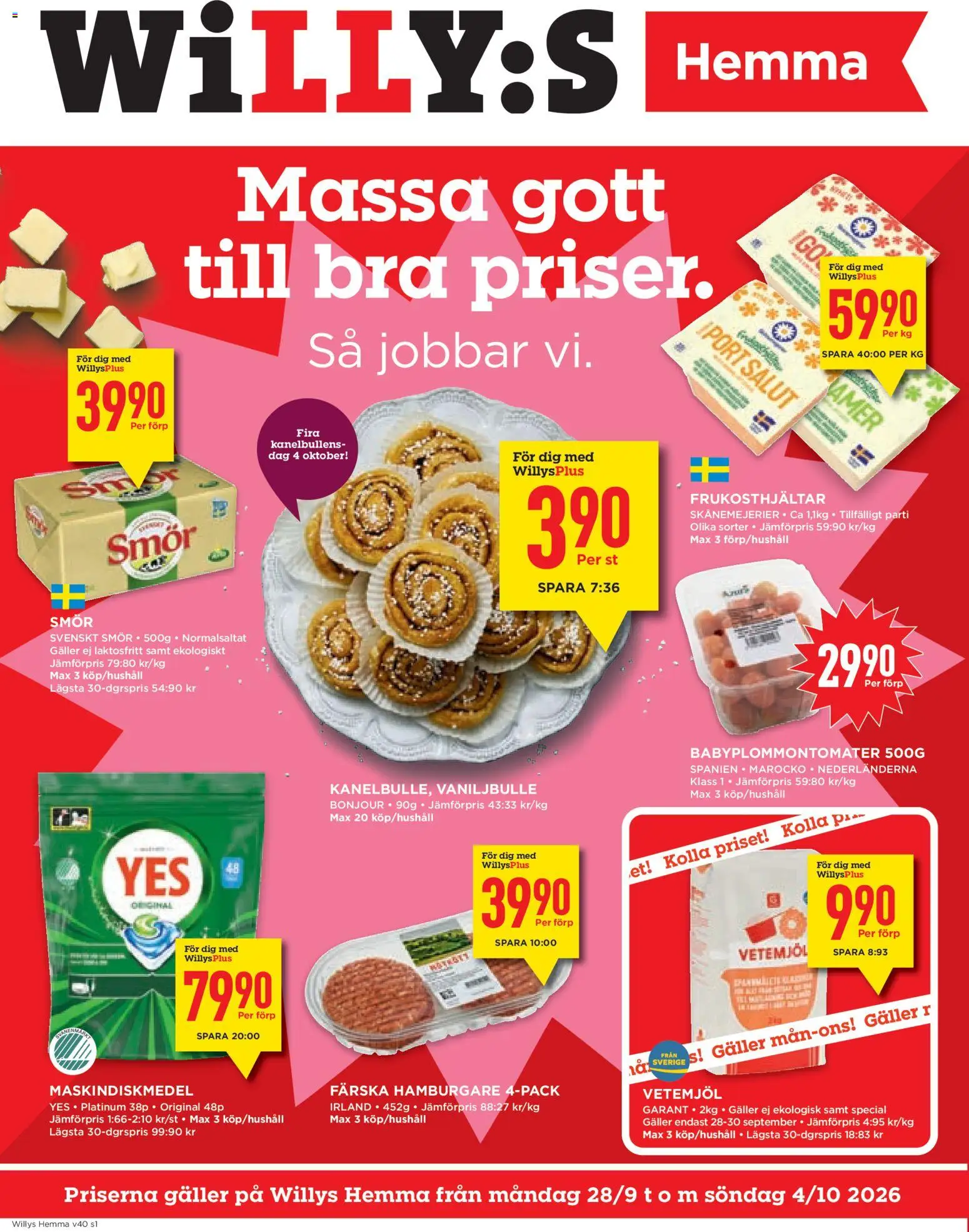 Förhandsgranska reklamblad Willys erbjudanden Hemma från butik Willys gäller från 28/09/2026