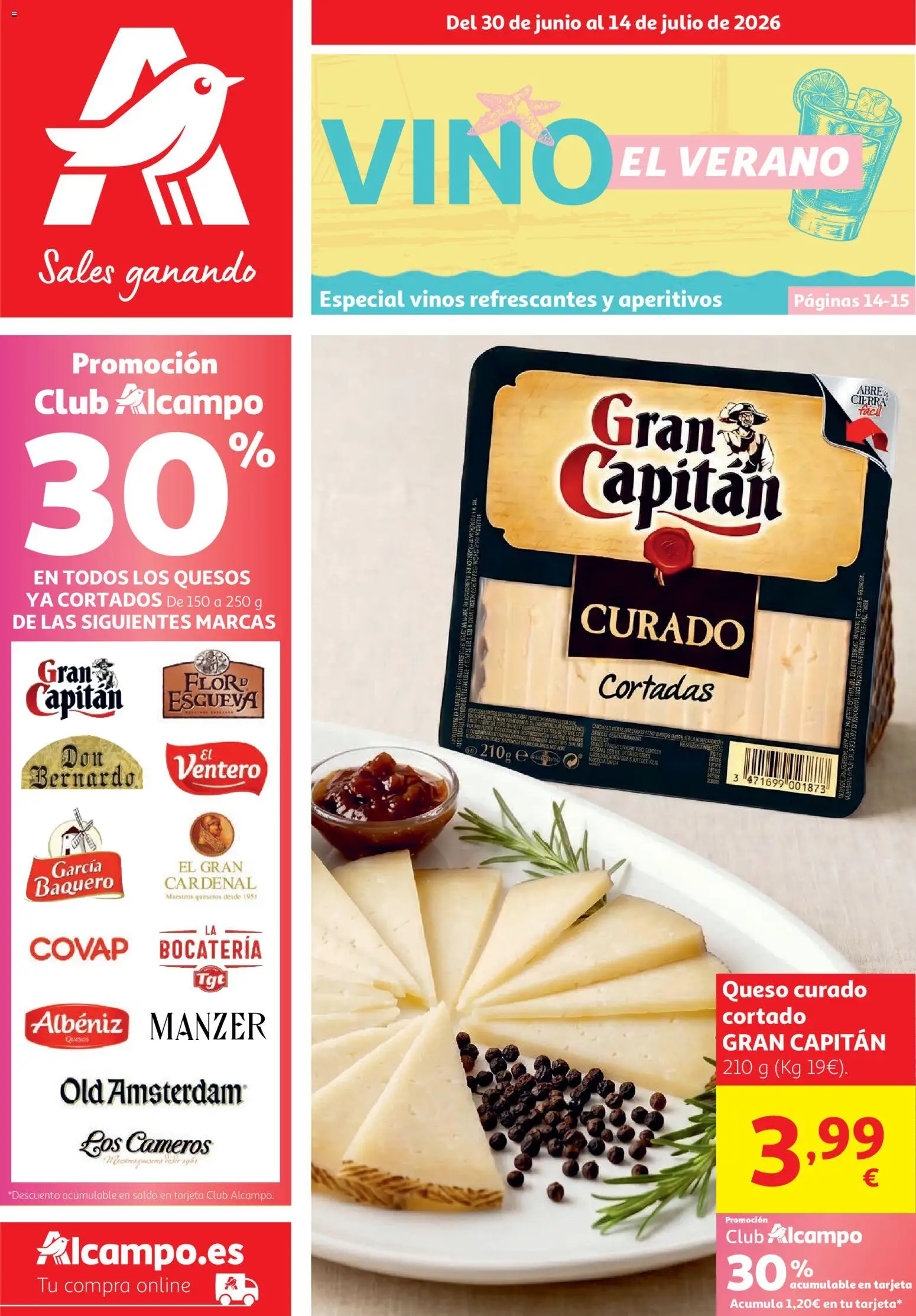 Vista previa del folleto de la tienda Alcampo válido desde el 30/06/2026 - Queso, Vino, Queso curado