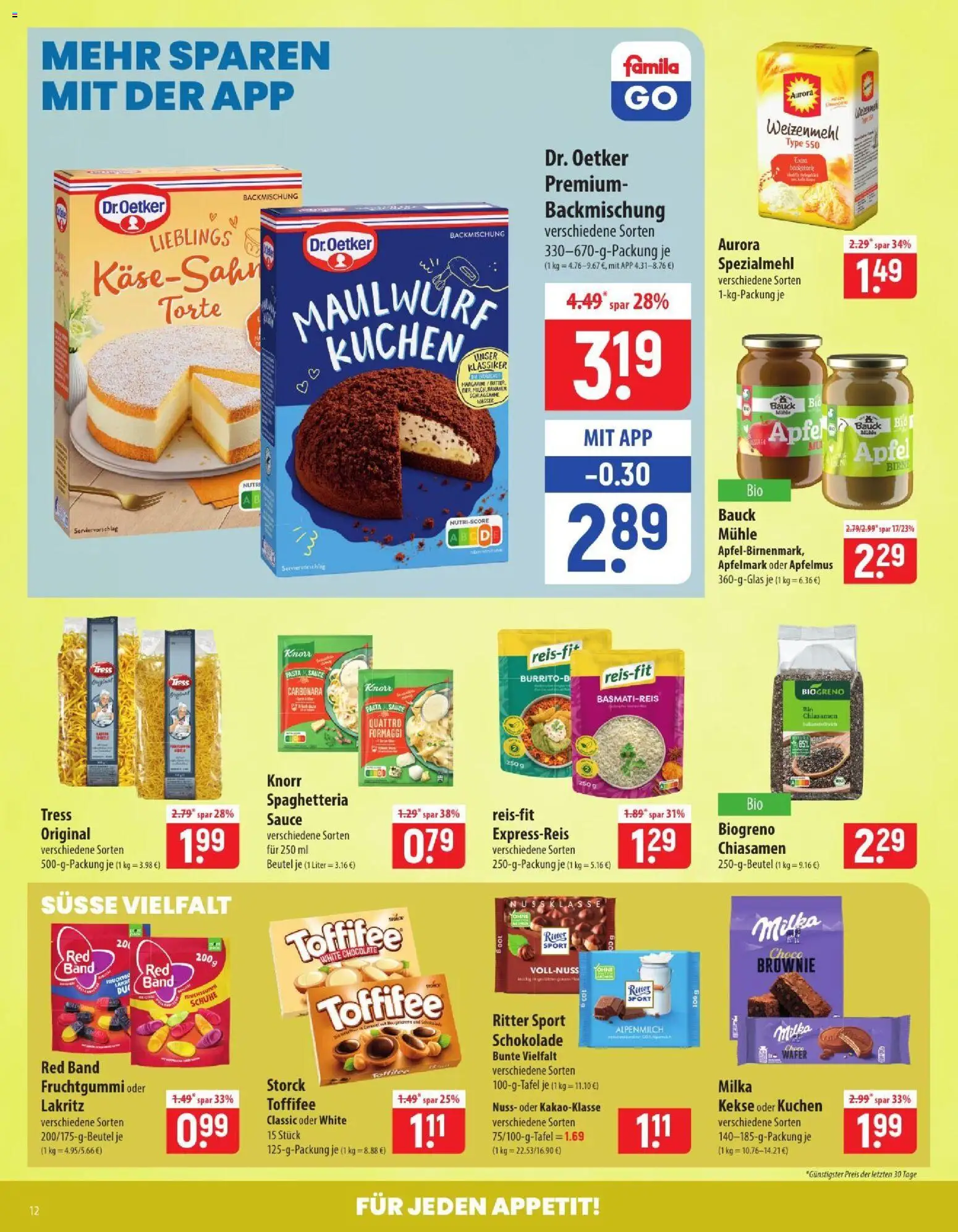 Vorschau von dem Prospekt des Geschäftes Famila, gültig ab dem 26.10.2026 - Schokolade, Äpfel, Ritter sport, Mühle, Birne, Basmatireis, Apfelmus, Weizenmehl