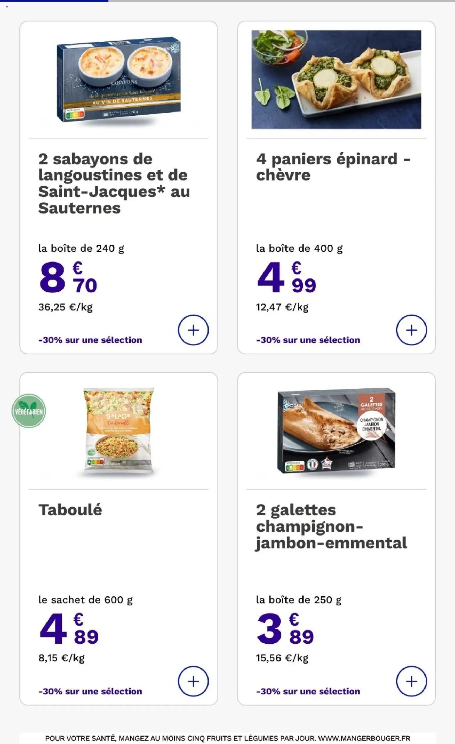 Prévisualisation de Picard catalogue du magasin Picard formulaire valide 31/08/2026 - Salade, Fruits, Vin, Champignon, Jambon, Epinard, Taboulé, Emmental