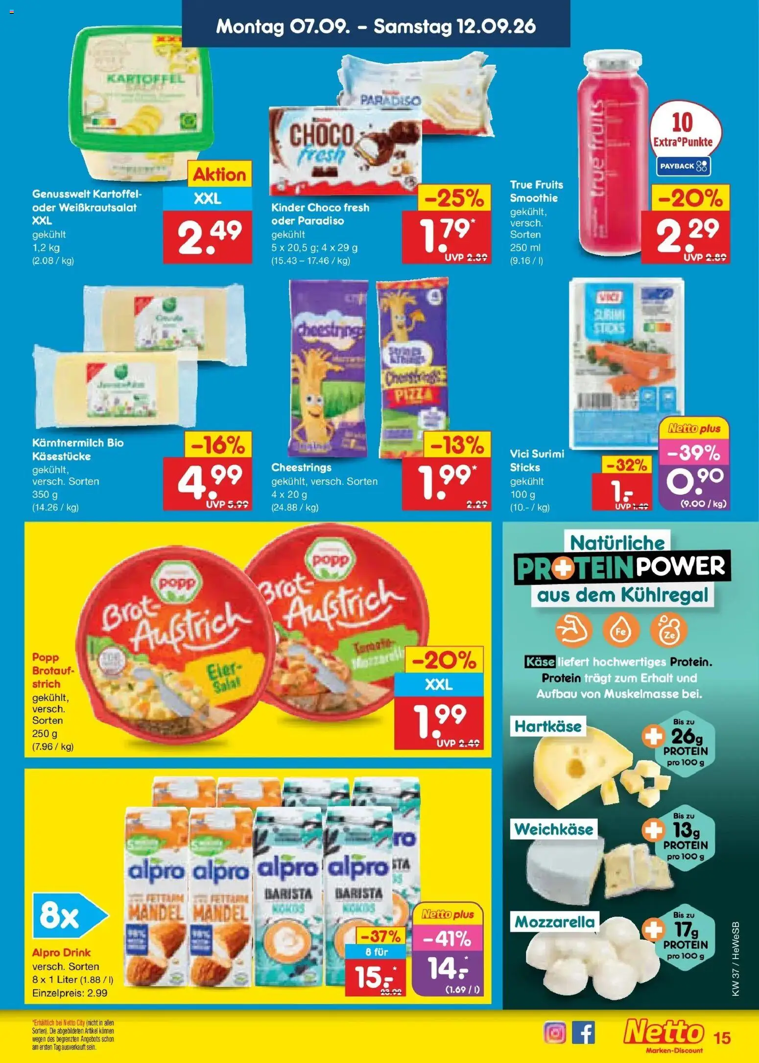 Vorschau von dem Prospekt des Geschäftes Netto Marken-Discount, gültig ab dem 07.09.2026 - Pizza, Käse, Mozzarella, Brot, Alpro