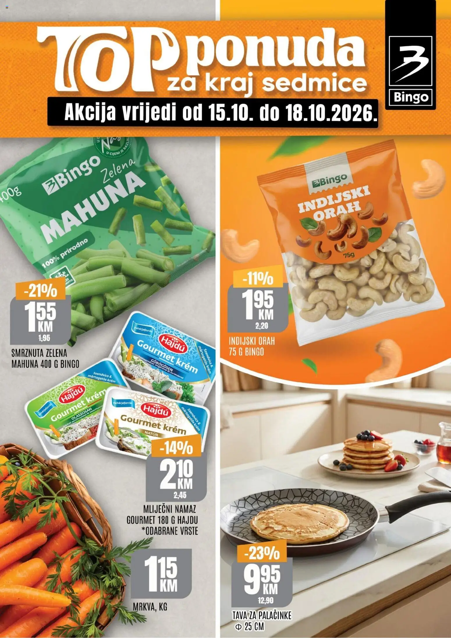 Pregled letka Bingo Top ponuda za kraj sedmice trgovine Bingo vrijedi od 15.10.2026