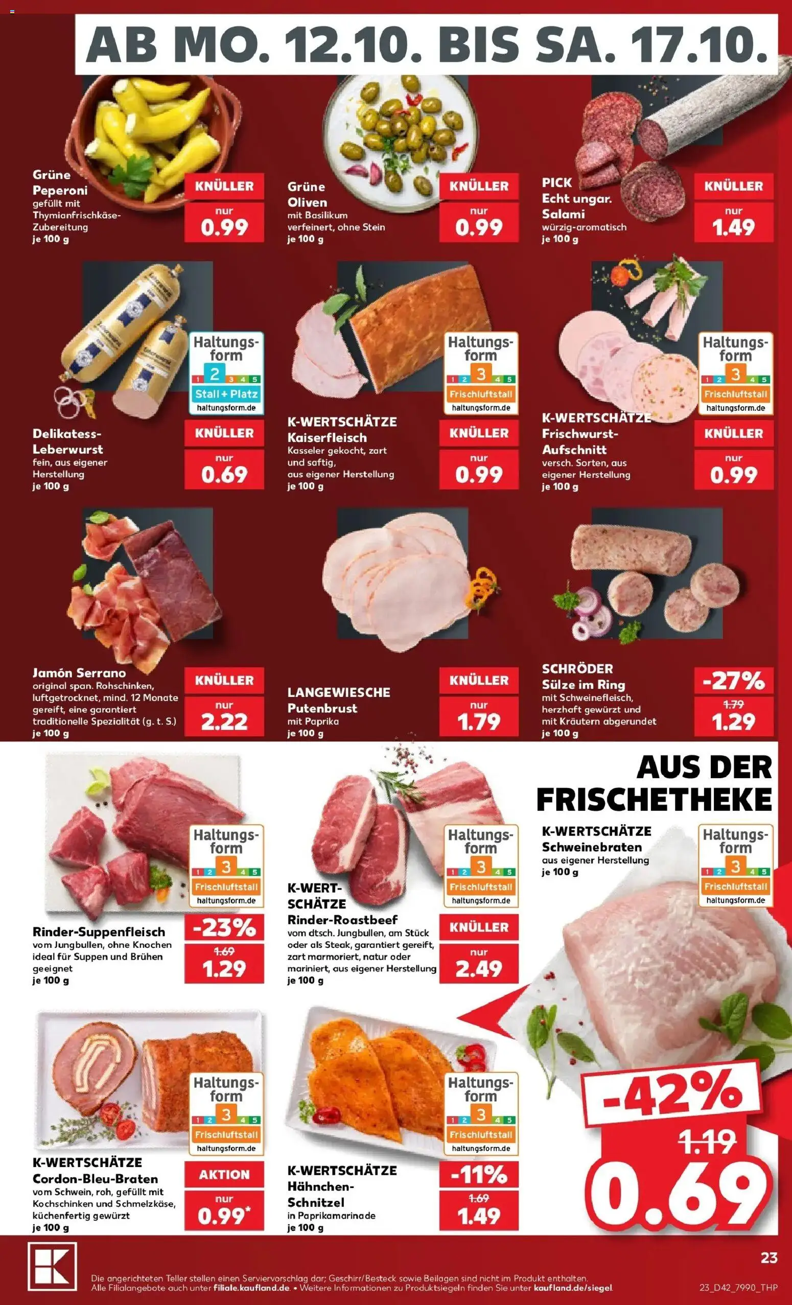 Vorschau von dem Prospekt des Geschäftes Kaufland, gültig ab dem 12.10.2026 - Schnitzel, Paprika, Salami, Putenbrust, Beilagen, Hahnchen