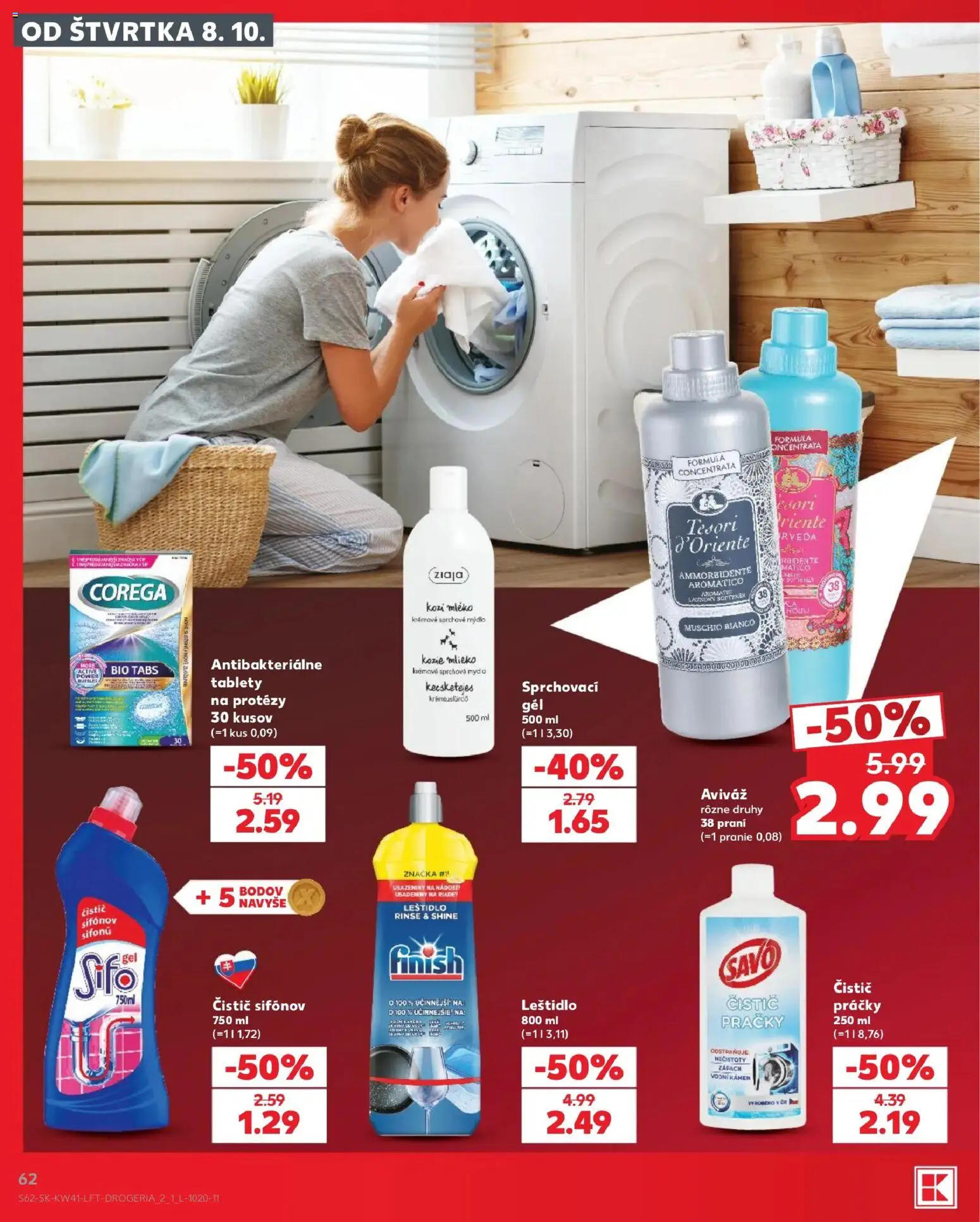 Náhľad Kaufland letáku platného od 08.10.2026 - Práčky, Mlieko, Savo, Mydlo, Aviváž