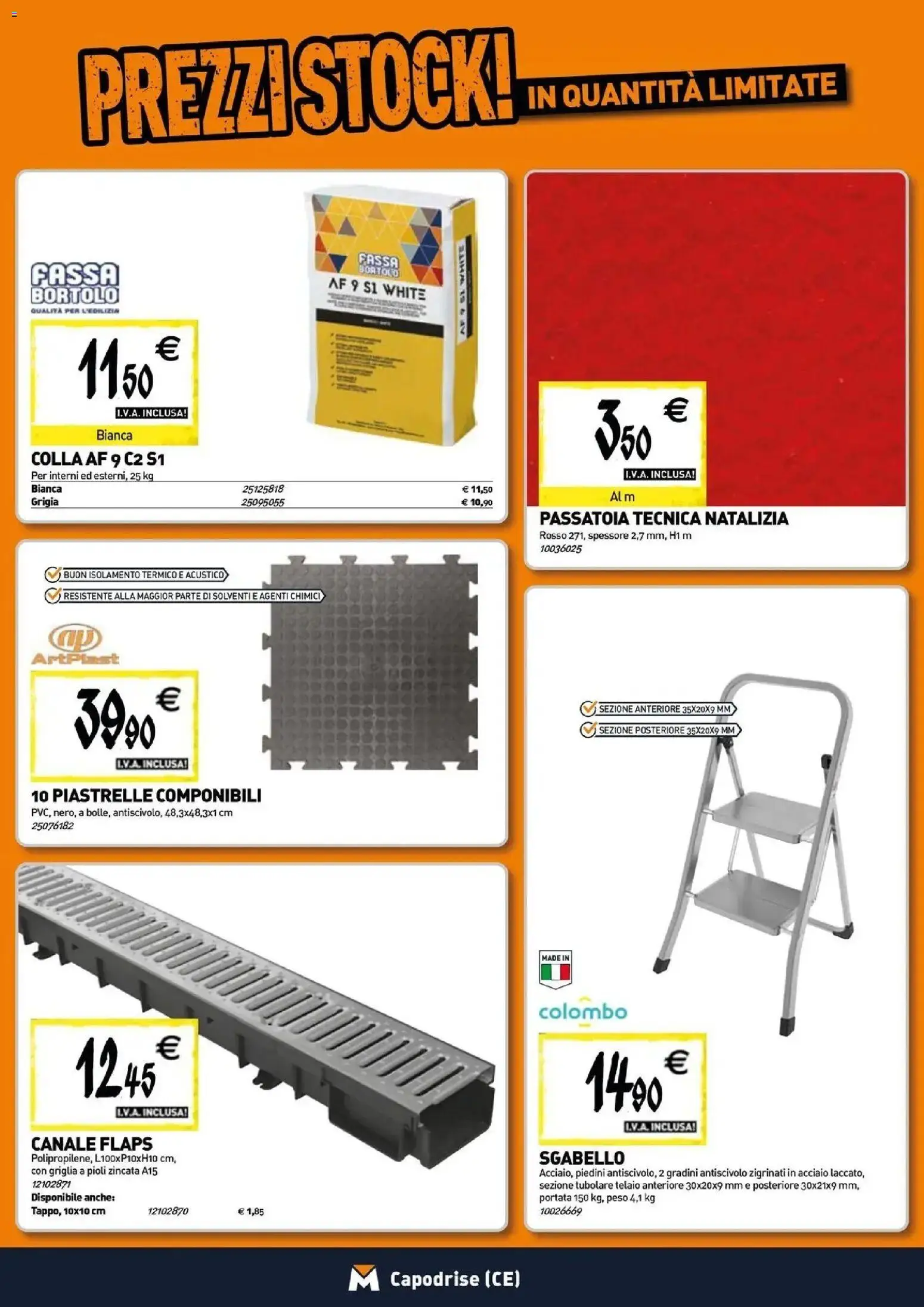 Anteprima dell'opuscolo TECNOMAT catalogo Capodrise dal negozio TECNOMAT valido da 29/10/2026 - Griglia, Sgabello, Piastrelle, Colla