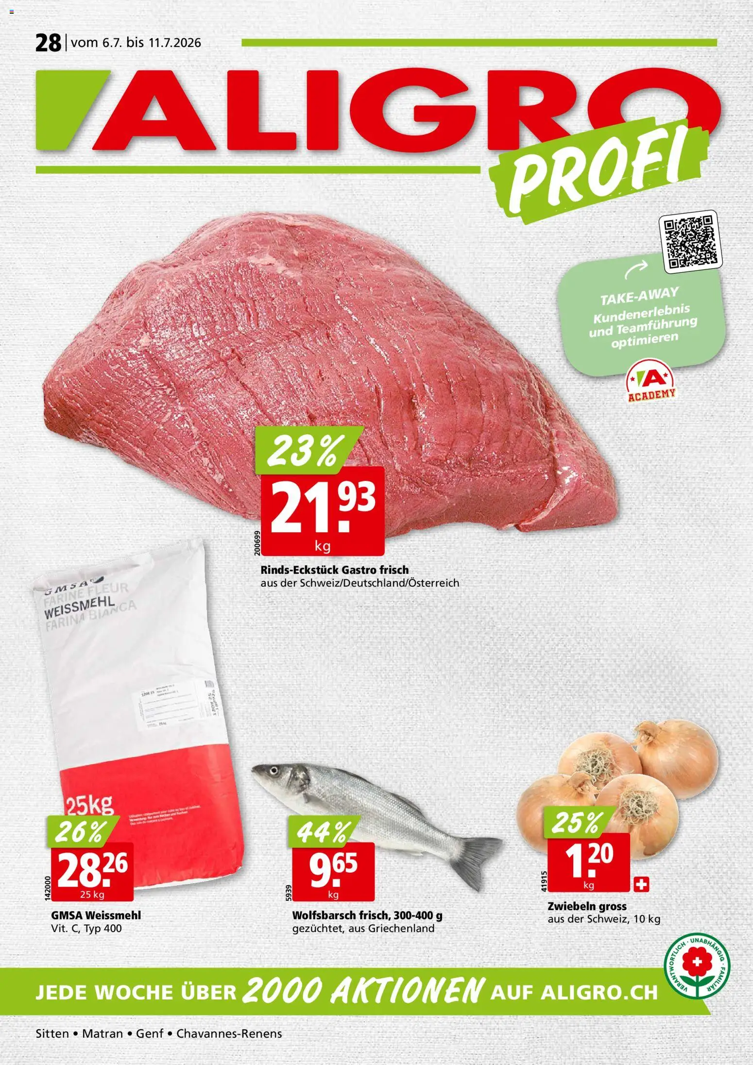 Vorschau des Merkblatts Aligro aktionen Chavannes, Matran, Genf, Sitten vom Shop Aligro gültig von 06.07.2026 bis 11.07.2026 - Zwiebeln