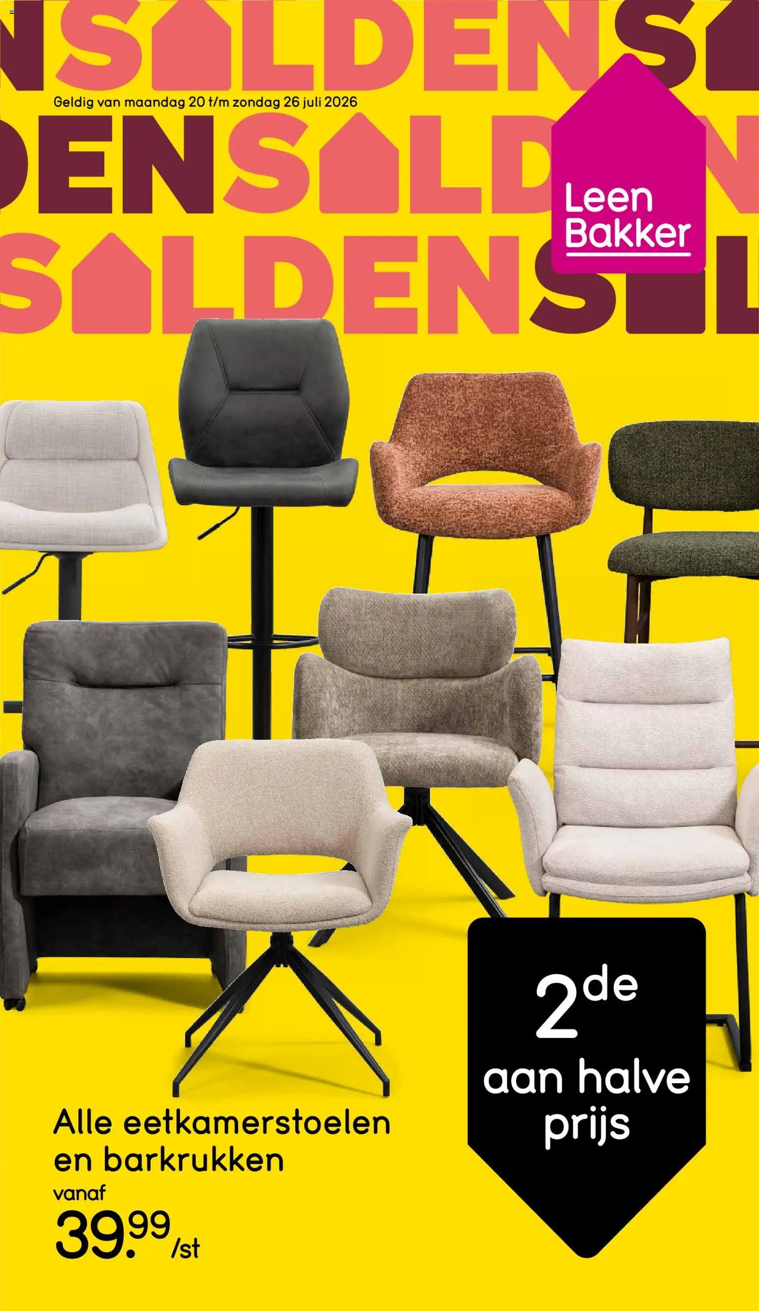 Voorbeeld van Leen Bakker Folder / Publicité van winkel Leen Bakker geldig vanaf 20/07/2026 - Eetkamerstoelen