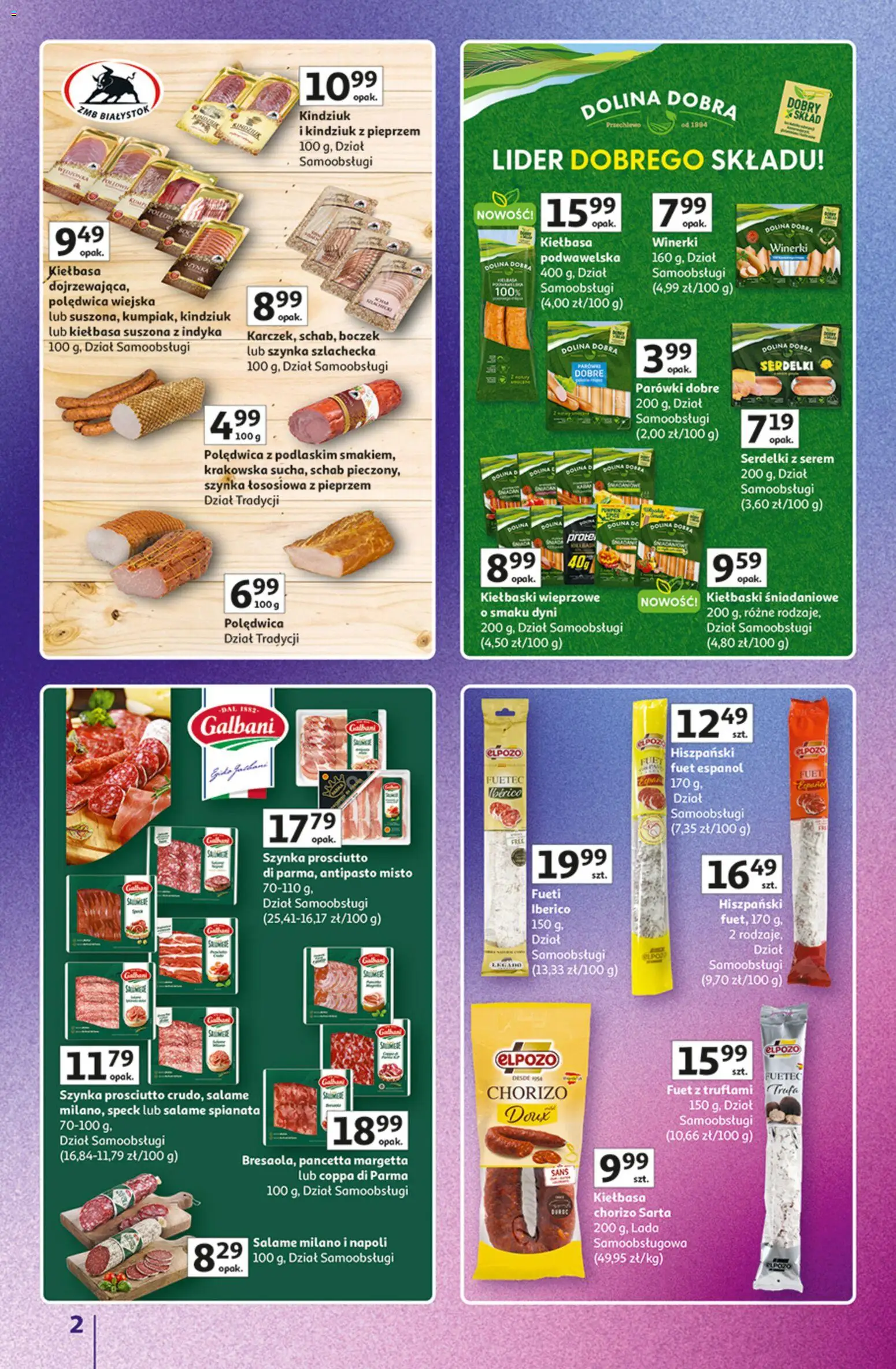 Pogląd gazetki "Auchan gazetka - Znane marki" ze sklepu Auchan ważnej od 15.10.2026 - Pancetta, Serem, Chorizo, Schab, Szynka, Prosciutto, Parówki, Szynka prosciutto