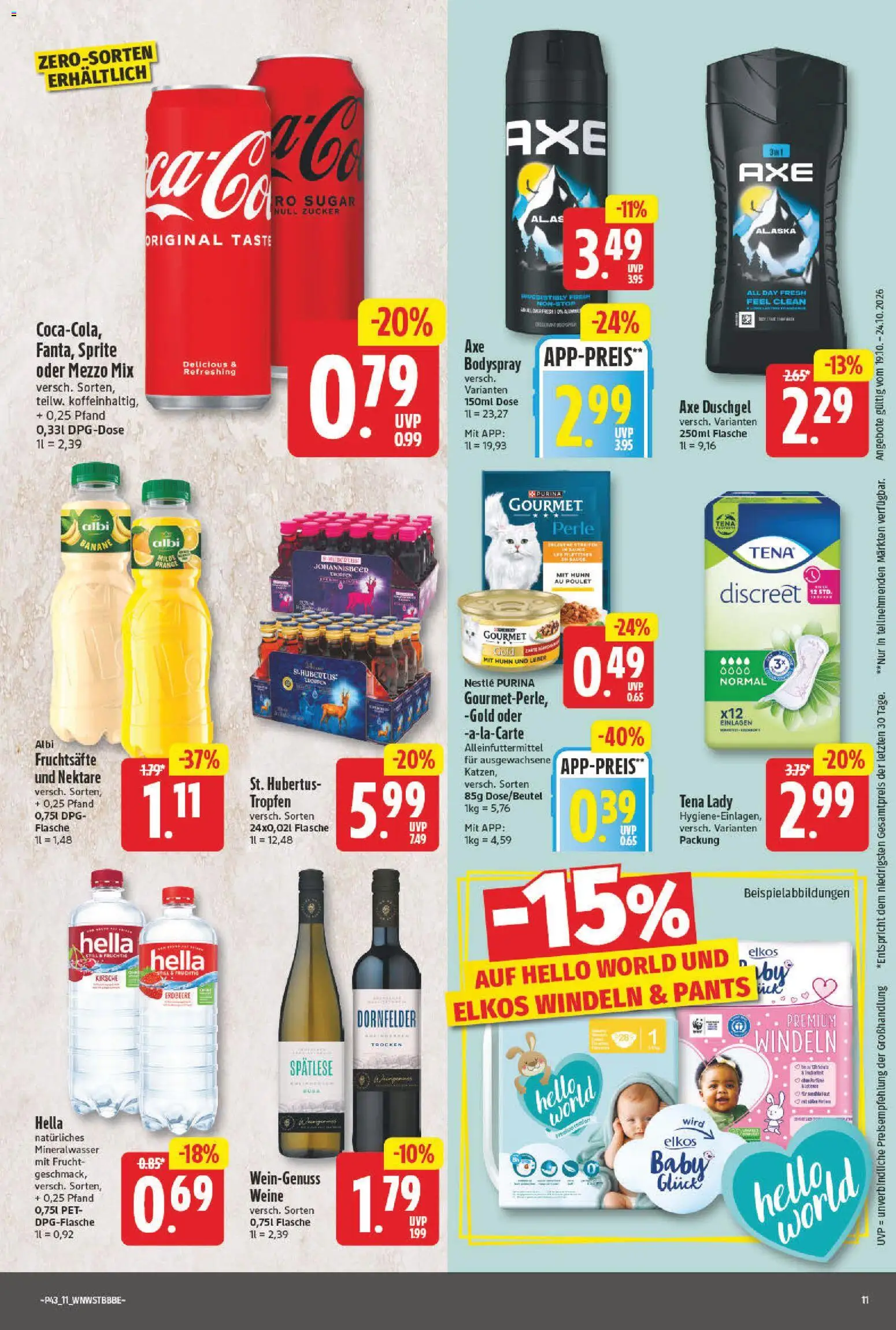 Vorschau von dem Prospekt des Geschäftes NP Discount, gültig ab dem 19.10.2026 - Mineralwasser, Zucker, Hella, Sprite, Mezzo mix, Duschgel, Axe, Oder mezzo mix