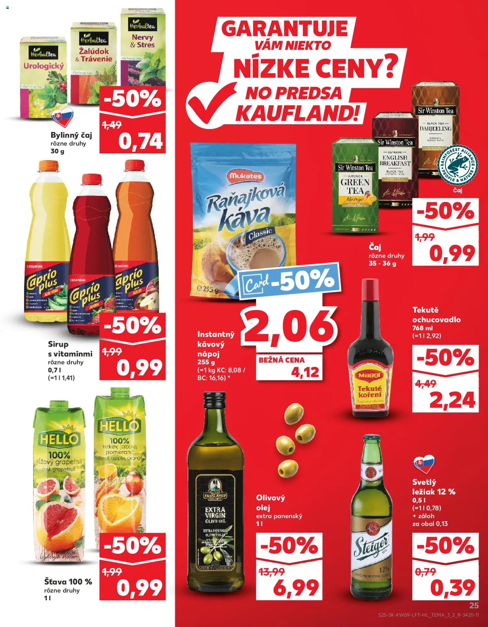 Náhľad Kaufland letáku platného od 26.02.2026 - Káva, Aloe Vera, Olej, Čaj, Olivový olej, Sirup, Grapefruit, Bylinný čaj