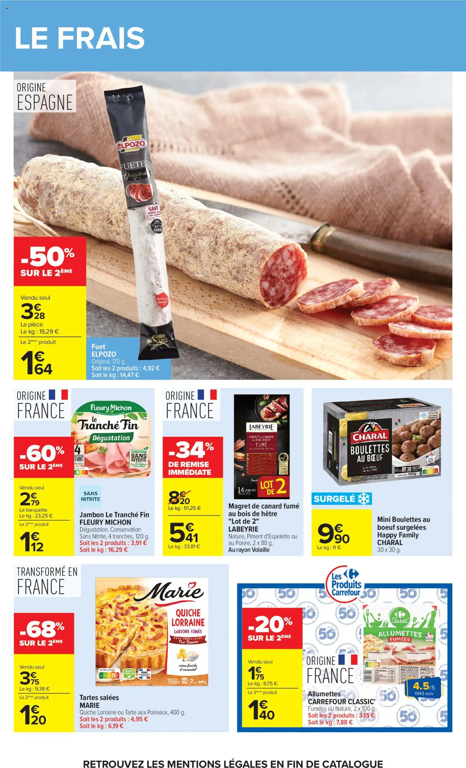 Prévisualisation de Carrefour Market Petit dejeuner du magasin Carrefour Market formulaire valide 01/09/2026 - Canard, Pâte, Pâte feuilletée, Crème fraiche, Crème, Piment, Piment d'espelette, Allumettes