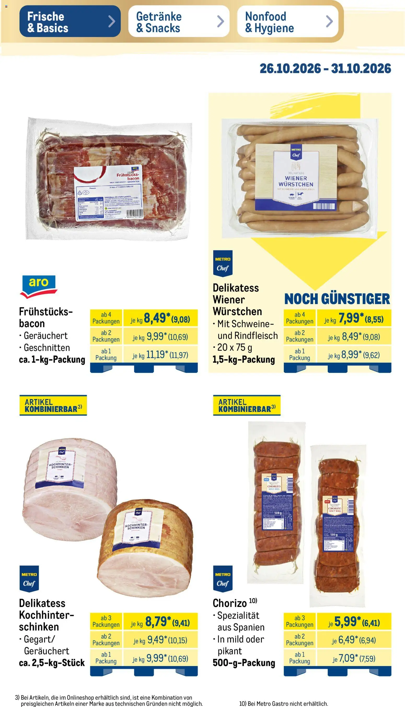 Vorschau von dem Prospekt des Geschäftes Metro, gültig ab dem 26.10.2026 - Schinken, Rindfleisch
