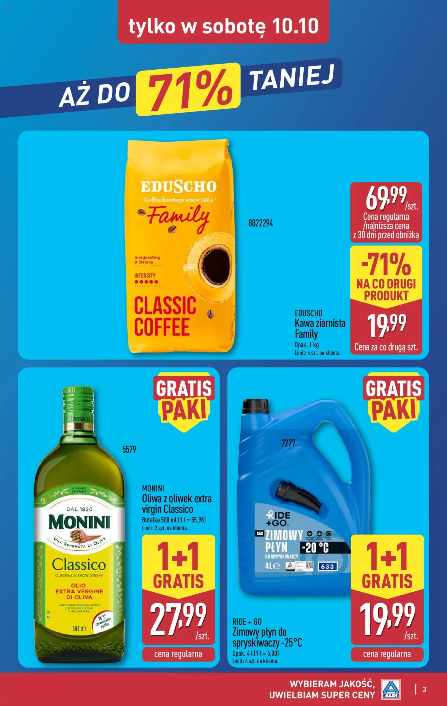 Pogląd gazetki "Aldi gazetka - Oferta weekendowa" ze sklepu Aldi ważnej od 08.10.2026 - Kawa, Kawa ziarnista, Oliwa z oliwek