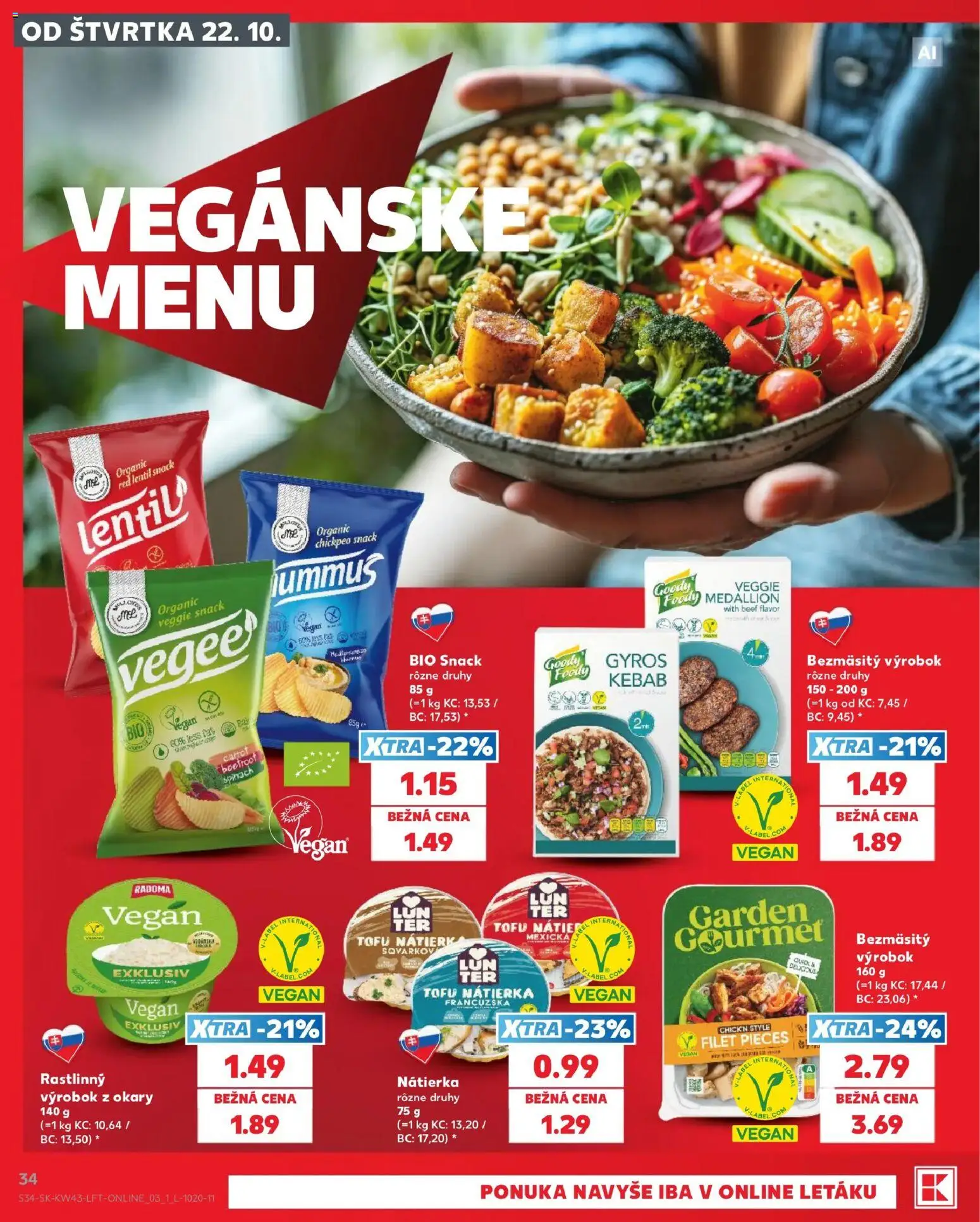 Náhľad Kaufland letáku platného od 22.10.2026 - Gyros, Tofu, Nátierka