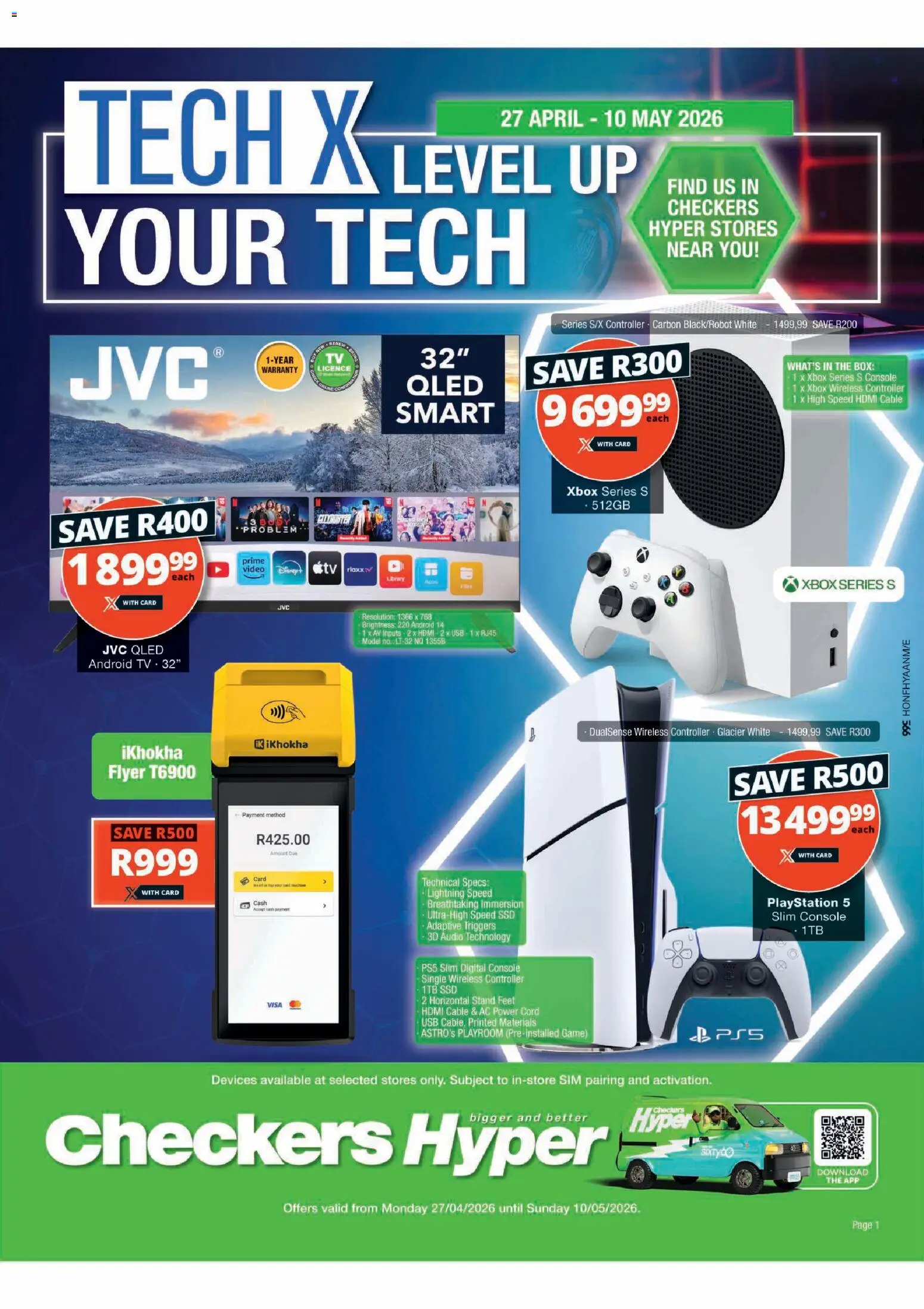 Preview of Checkers flyer valid from 27/04/2026 - Xbox, Playstation, Box, USB, Sim, Audio, Cable