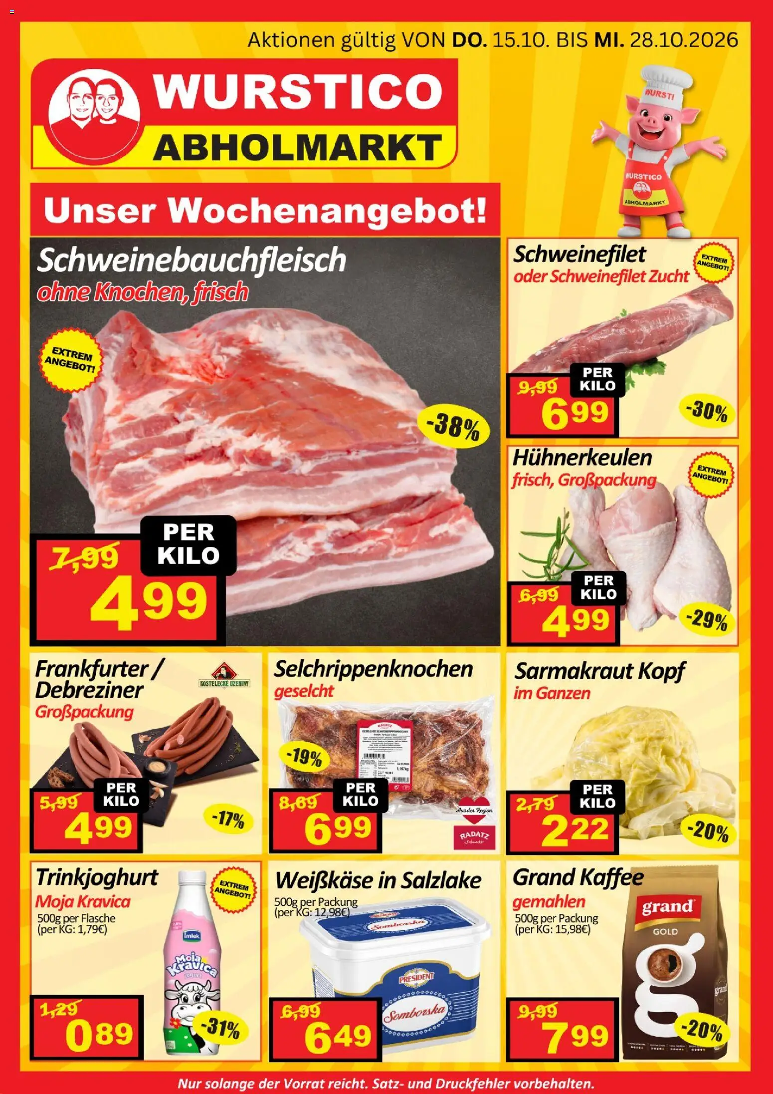 Vorschau der Angebote: Wurstico Abholmarkt Wurstico Abholmarkt Flugblatt gültig ab 15.10.2026 - Kaffee, Weißkäse