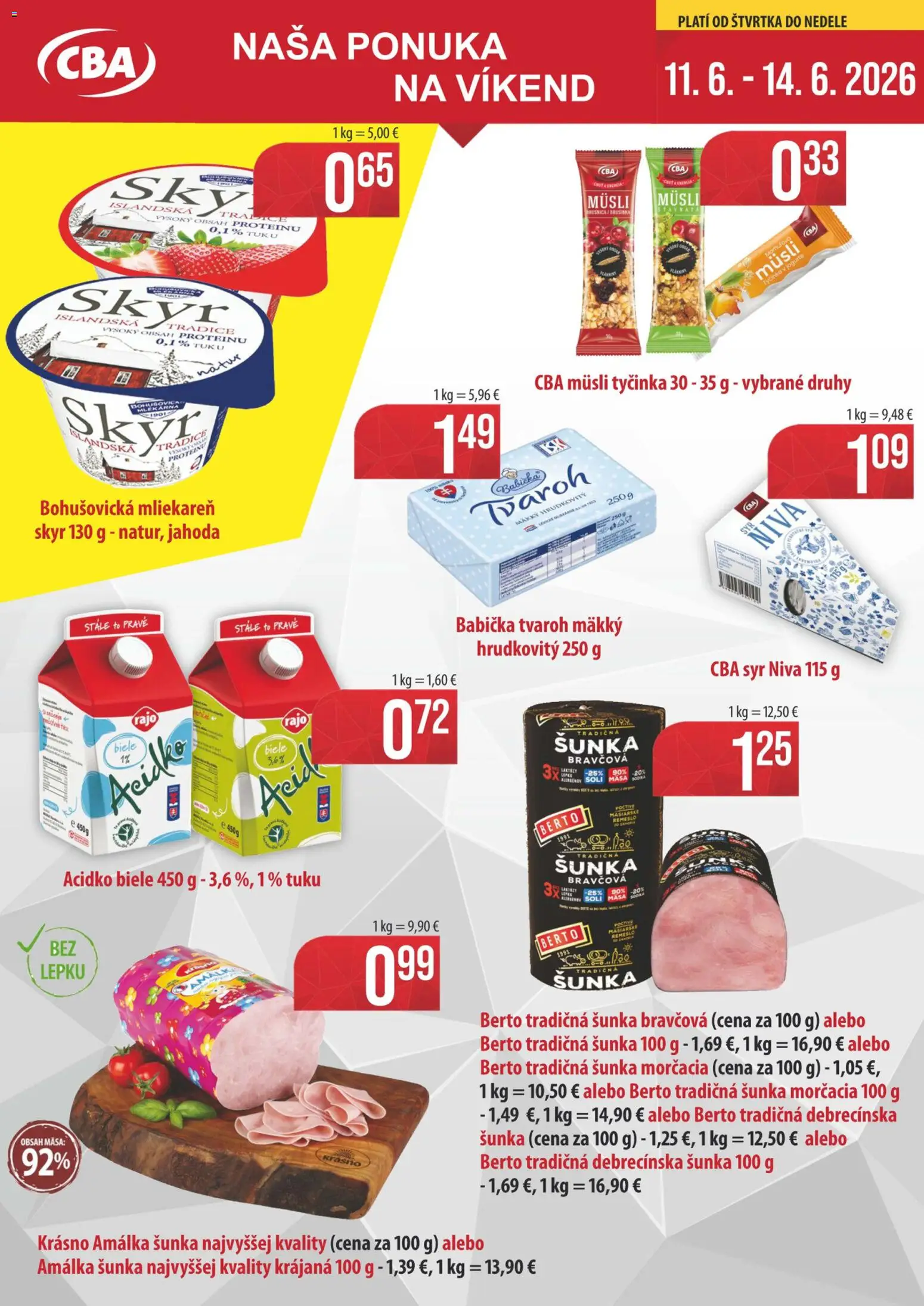 Náhľad Sintra letáku platného od 11.06.2026 - Syr, Tvaroh, Skyr, Niva, Šunka, Acidko, Müsli, Müsli tyčinka
