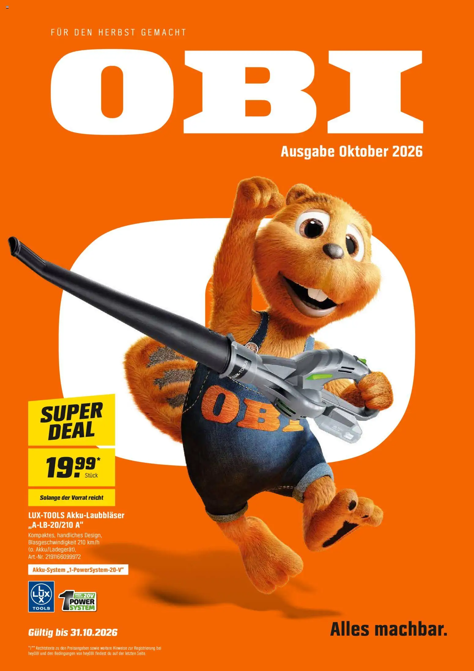 Vorschau von dem Prospekt des Geschäftes Obi, gültig ab dem 01.10.2026