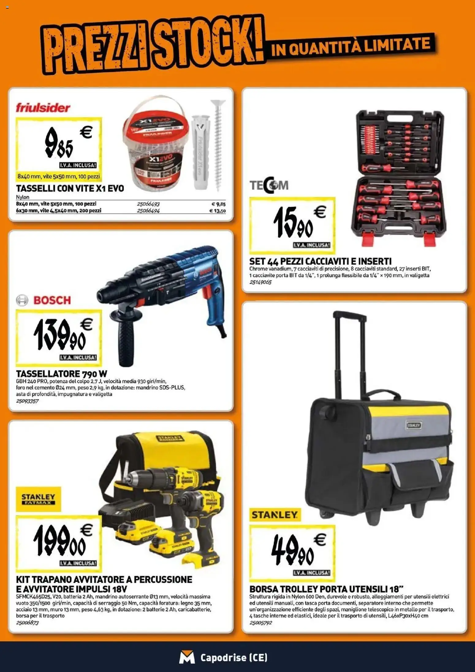 Anteprima dell'opuscolo TECNOMAT catalogo Capodrise dal negozio TECNOMAT valido da 29/10/2026 - Borsa, Batteria, Trolley, Trapano, Cemento, Avvitatore, Cacciavite, Tasche