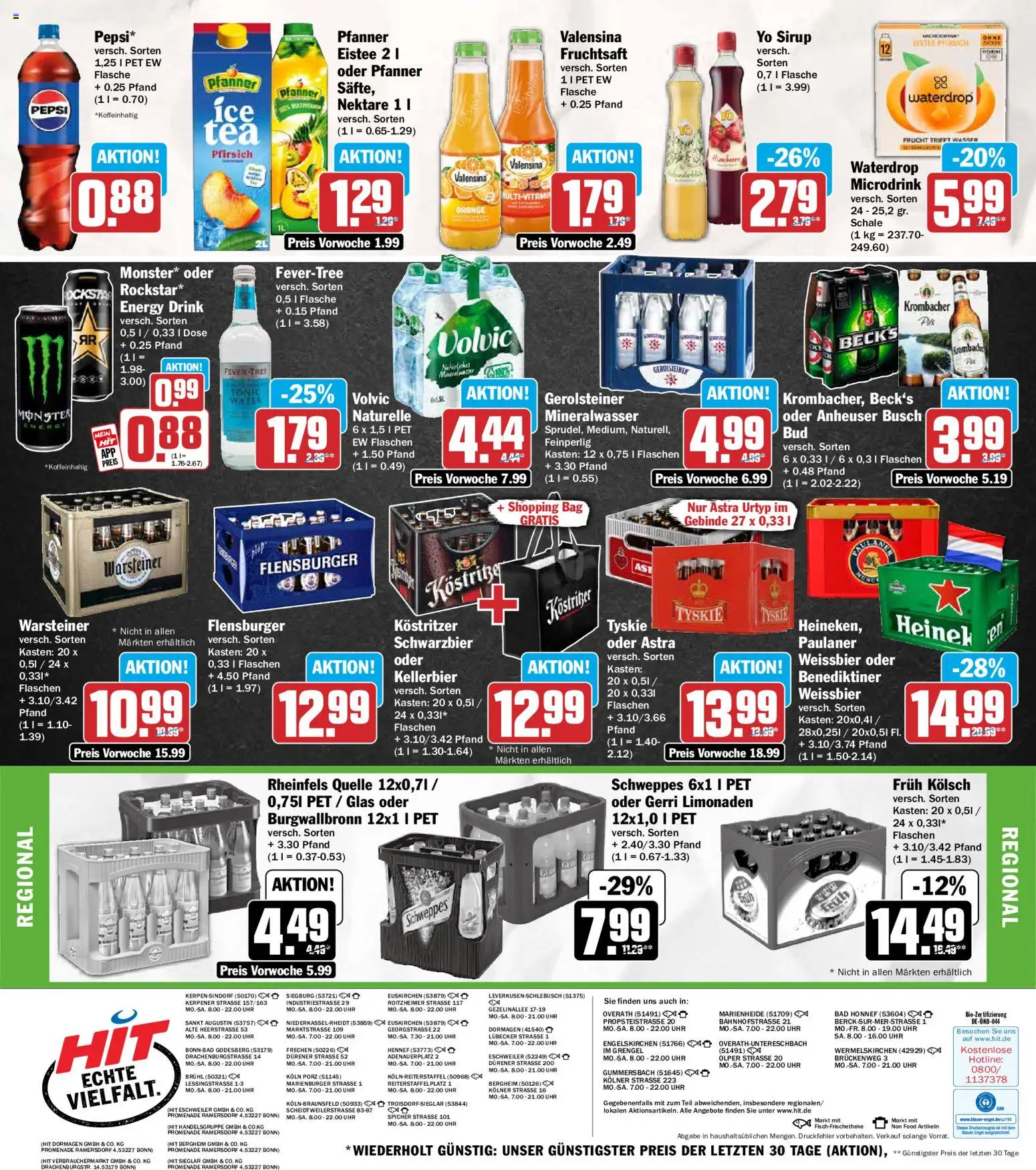 Vorschau von dem Prospekt des Geschäftes HIT, gültig ab dem 02.11.2026 - Monster, Mineralwasser, Gerolsteiner, Warsteiner, Schweppes, Rheinfels quelle, Fruchtsaft, Kostritzer