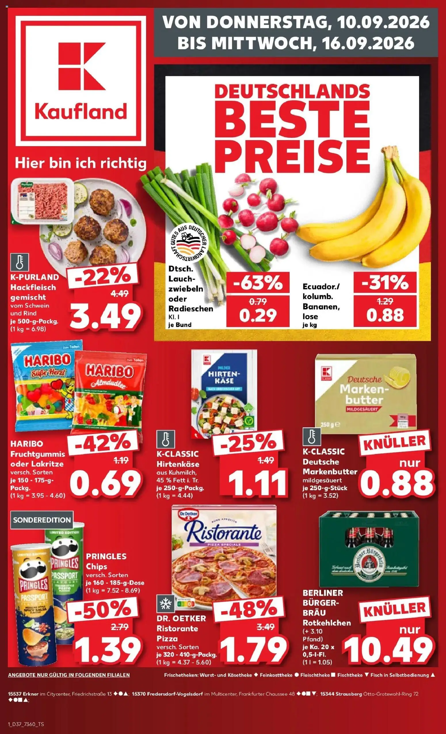 Vorschau von dem Prospekt des Geschäftes Kaufland, gültig ab dem 10.09.2026 - Pizza, Chips, Käse, Haribo, Wurst, Hackfleisch, Pringles, Ristorante