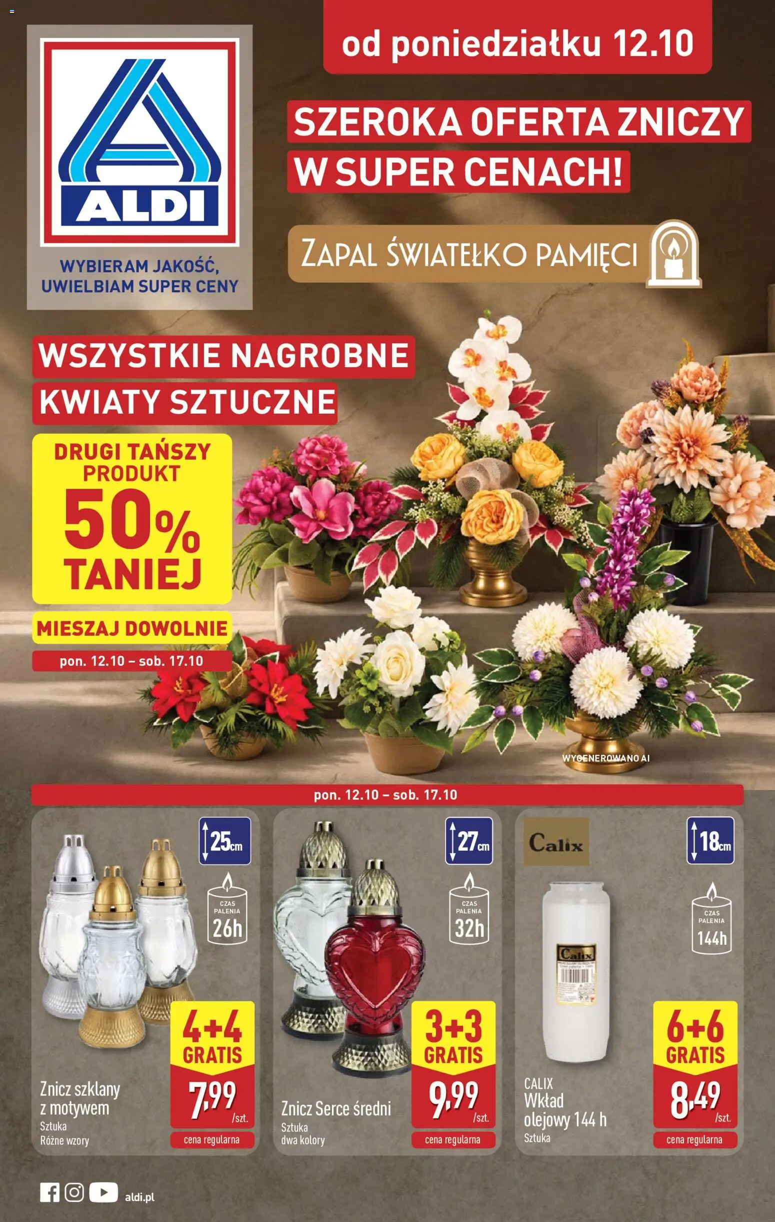 Pogląd gazetki "Aldi gazetka - Znicze i stroiki" ze sklepu Aldi ważnej od 12.10.2026
