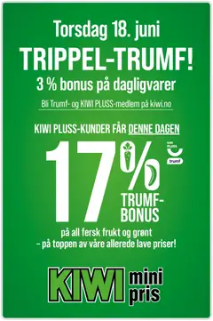 Forhåndsvis Kiwi TRIPPEL-TRUMF! fra butikk Kiwi gyldig fra 18/06/2026