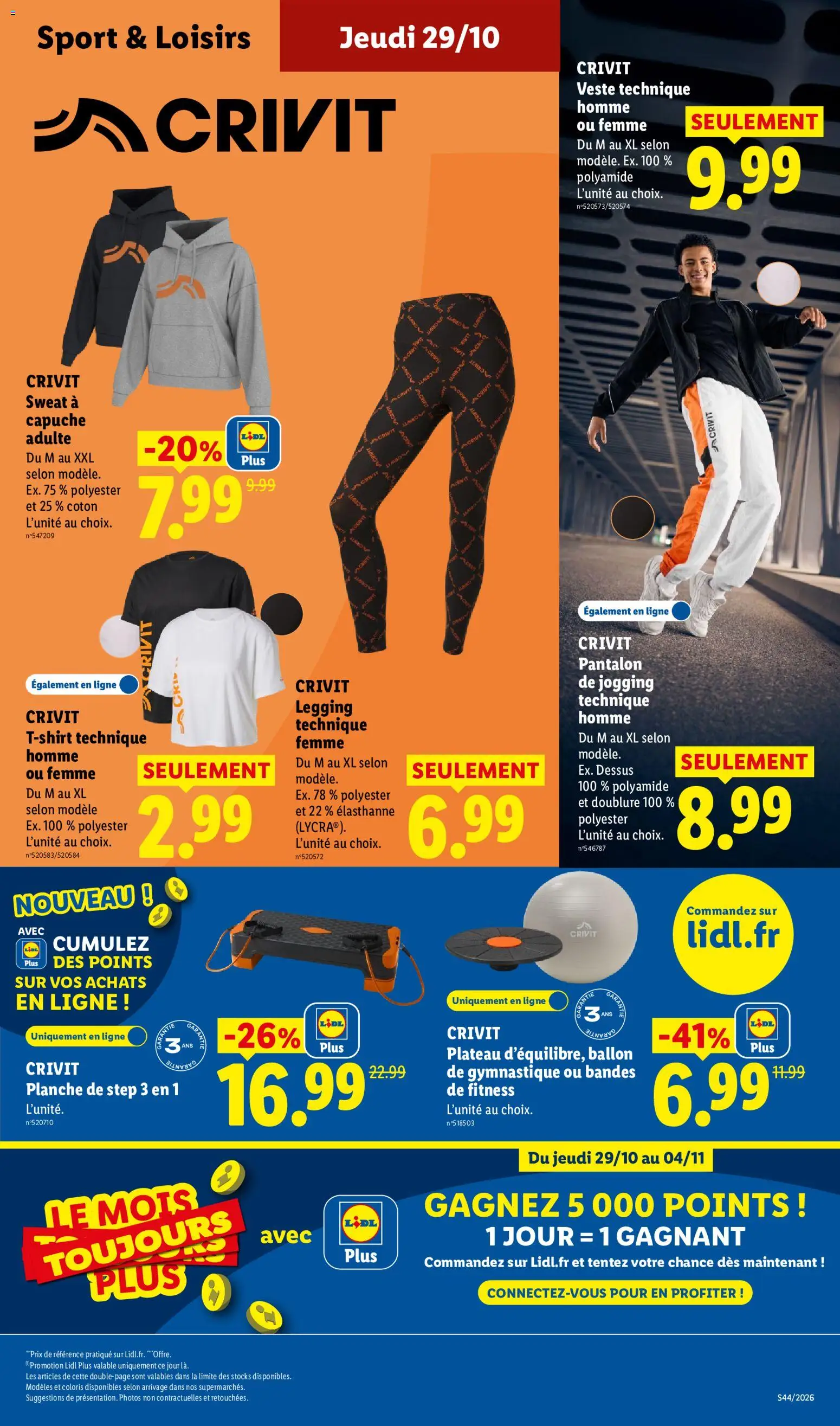 Prévisualisation de LIDL catalogue du magasin LIDL formulaire valide 29/10/2026 - Veste, Pantalon, Ballon, Legging, Plateau, Coton, Crivit, T-shirt
