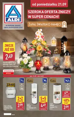 Pogląd gazetki "Aldi gazetka - Szeroka oferta zniczy w super cenach" ze sklepu Aldi ważnej od 21.09.2026